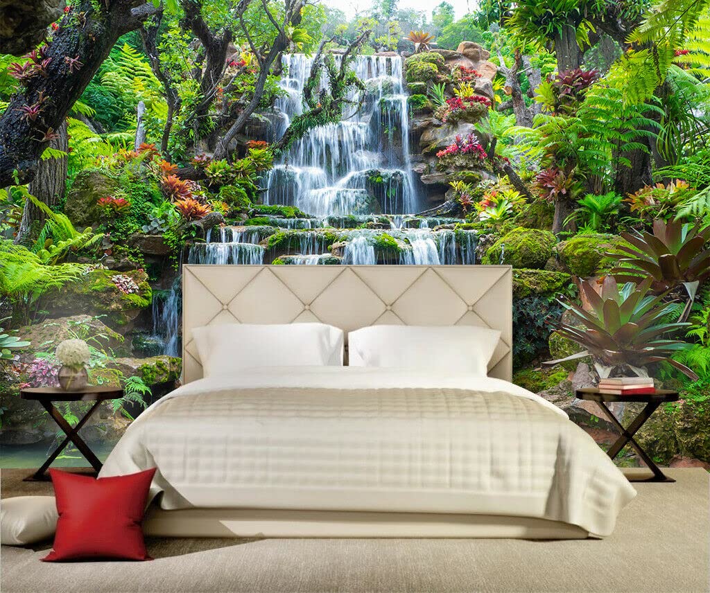 3D Mountain Spring Waterfall Self-Adhesive Wall Mural - Natural Landscape Removable Wallpaper Sticker - Large 118x78.7 Inch Home Decor for Living Room, Bedroom & Office
