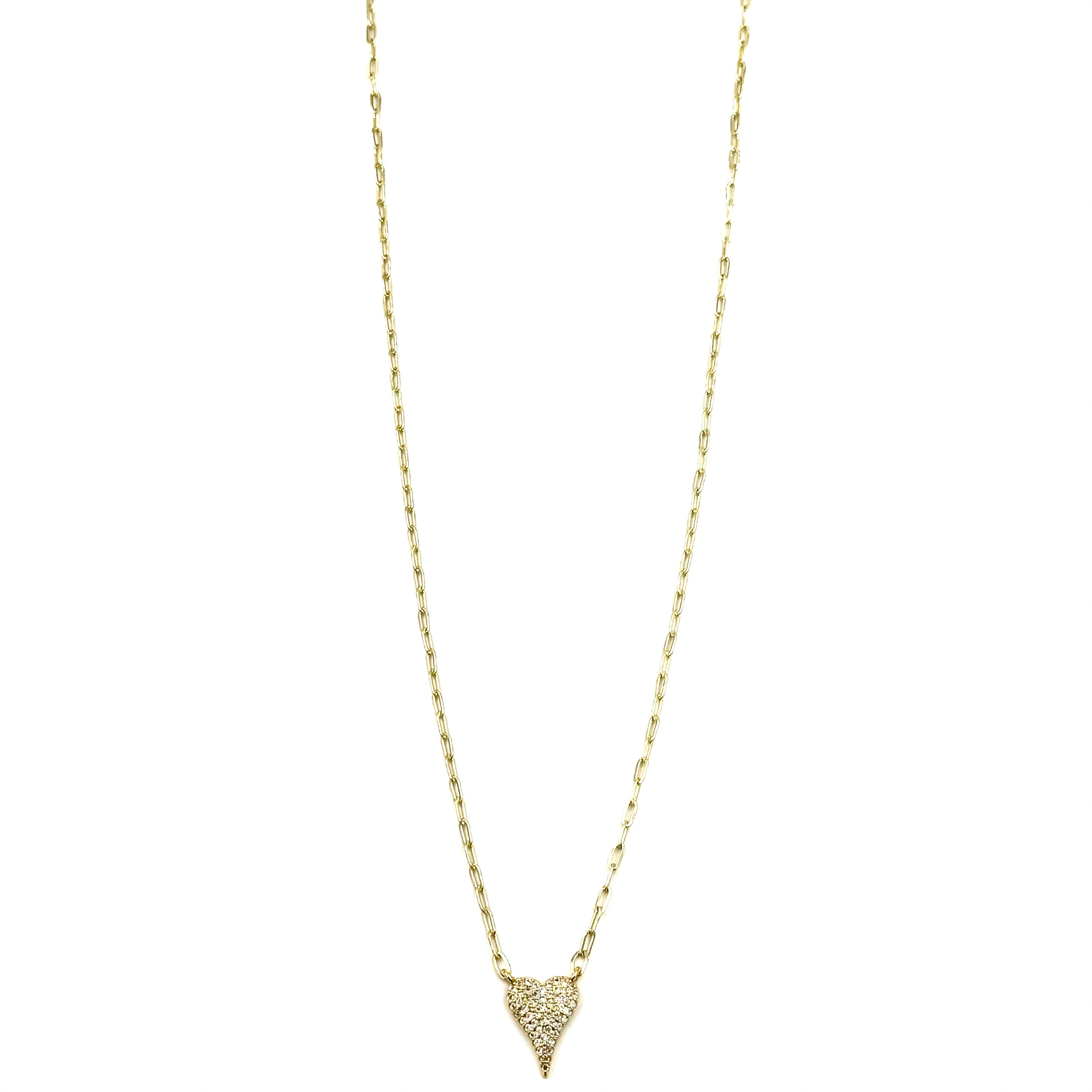 Ashley Gold Stainless Steel Gold Plated Link Chain CZ Elongated Heart Necklace - Elegant Jewelry for Women, Perfect for Valentine's Day, Anniversary & Romantic Date Night Gifts
