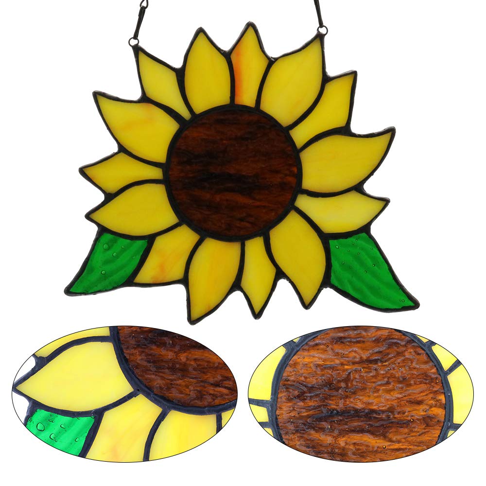 Handmade Sunflower Stained Glass Window Hanging - 5×6 Inch Kitchen Decor Suncatcher | Unique Birthday Gifts for Women, Mom & Grandma | Perfect for Home, Office & Garden Decor