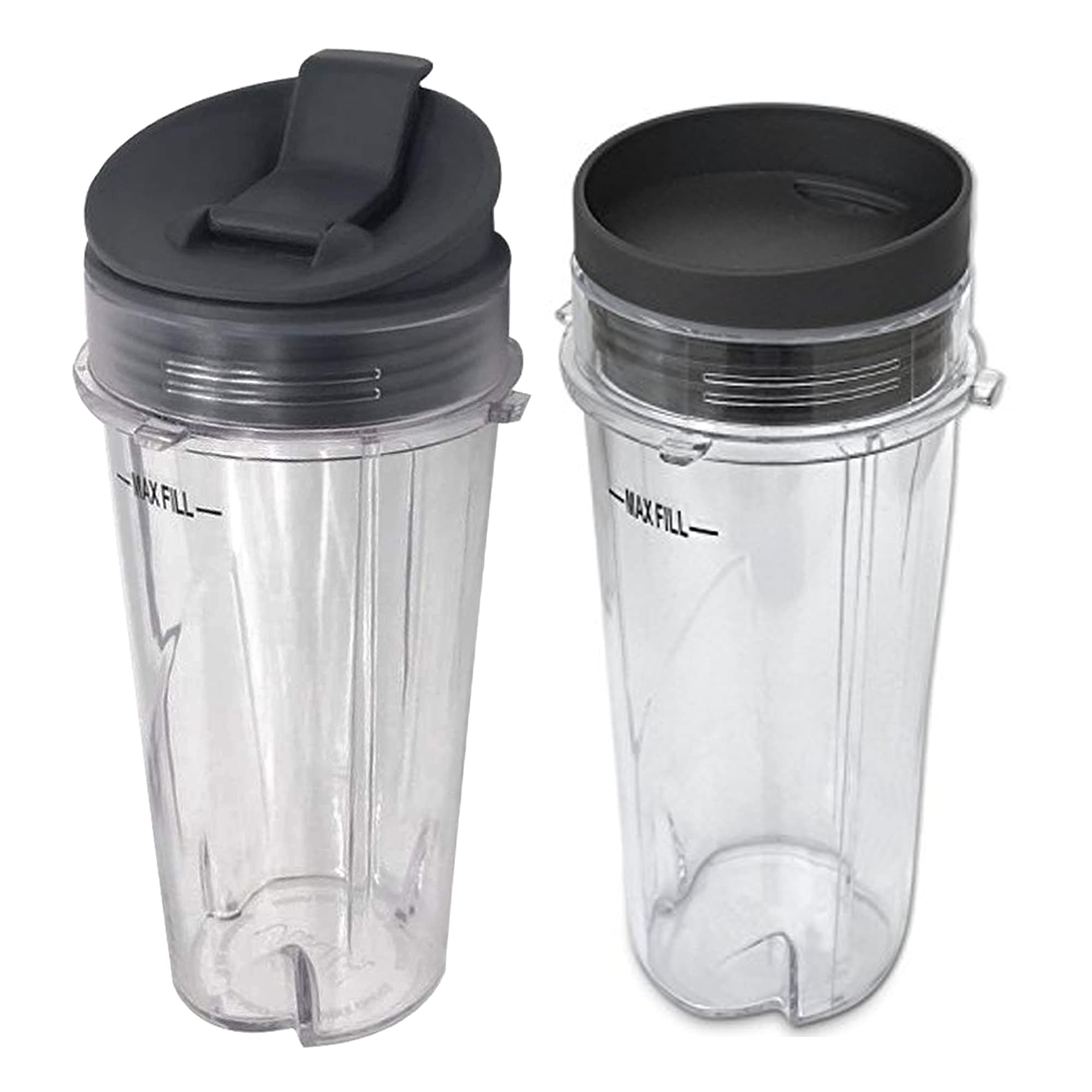 Replacement Blender Cups with Lids - 16oz (4 Pack, Grey) - Compatible with Nutri Ninja BL660, BL770, BL810, QB3001, QB3001SS, QB3004, QB3005 - Perfect for Smoothies, Protein Shakes & Meal Prep