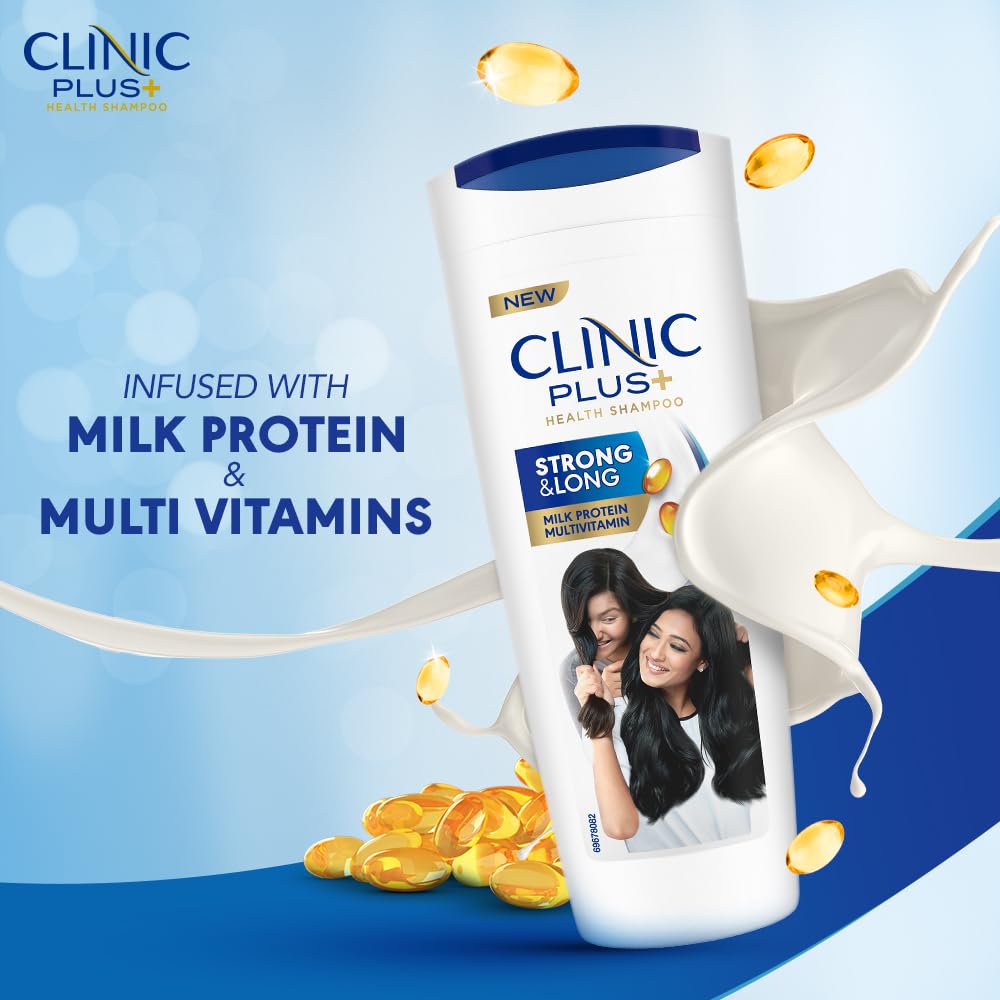Clinic Plus Strong & Long Hair Growth Shampoo 12oz (355ml) with Milk Proteins & Multivitamins - Strengthening Shampoo for Healthy, Long Hair - Perfect for Daily Hair Care & Scalp Nourishment
