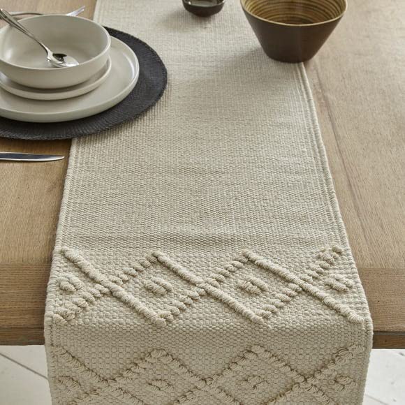 Slazie Premium Boho Cotton Table Runner 14x72 Inches - Cream - Elegant Dining Table Decor for 4-6 Seater Tables, Coffee Tables & Centerpieces | Perfect for Boho Chic Home Decor, Wedding Reception & Restaurant Table Settings