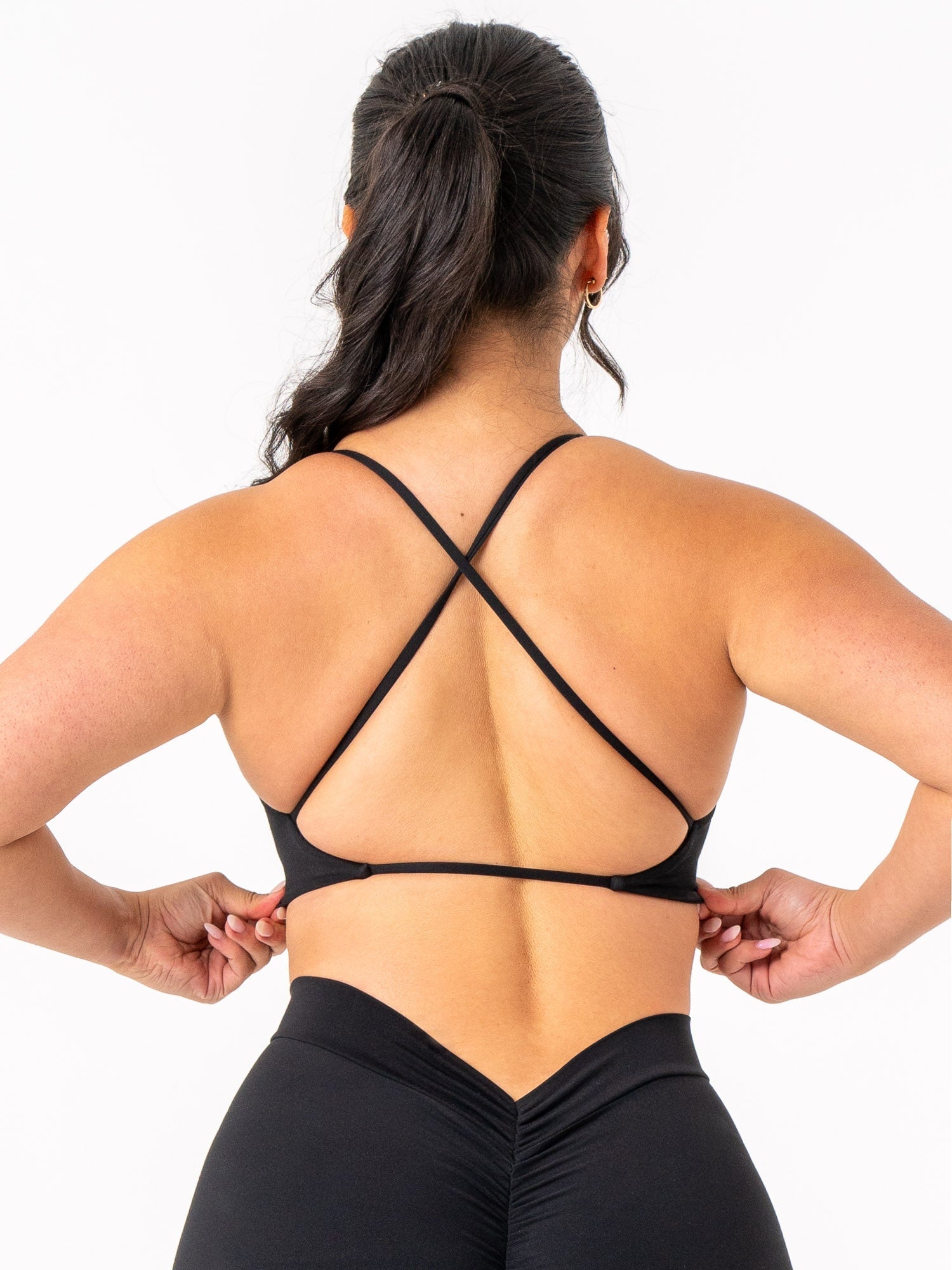 NKD Twist Sports Bra for Women - High Support Workout Top - Black - Perfect for Yoga, Running & Gym