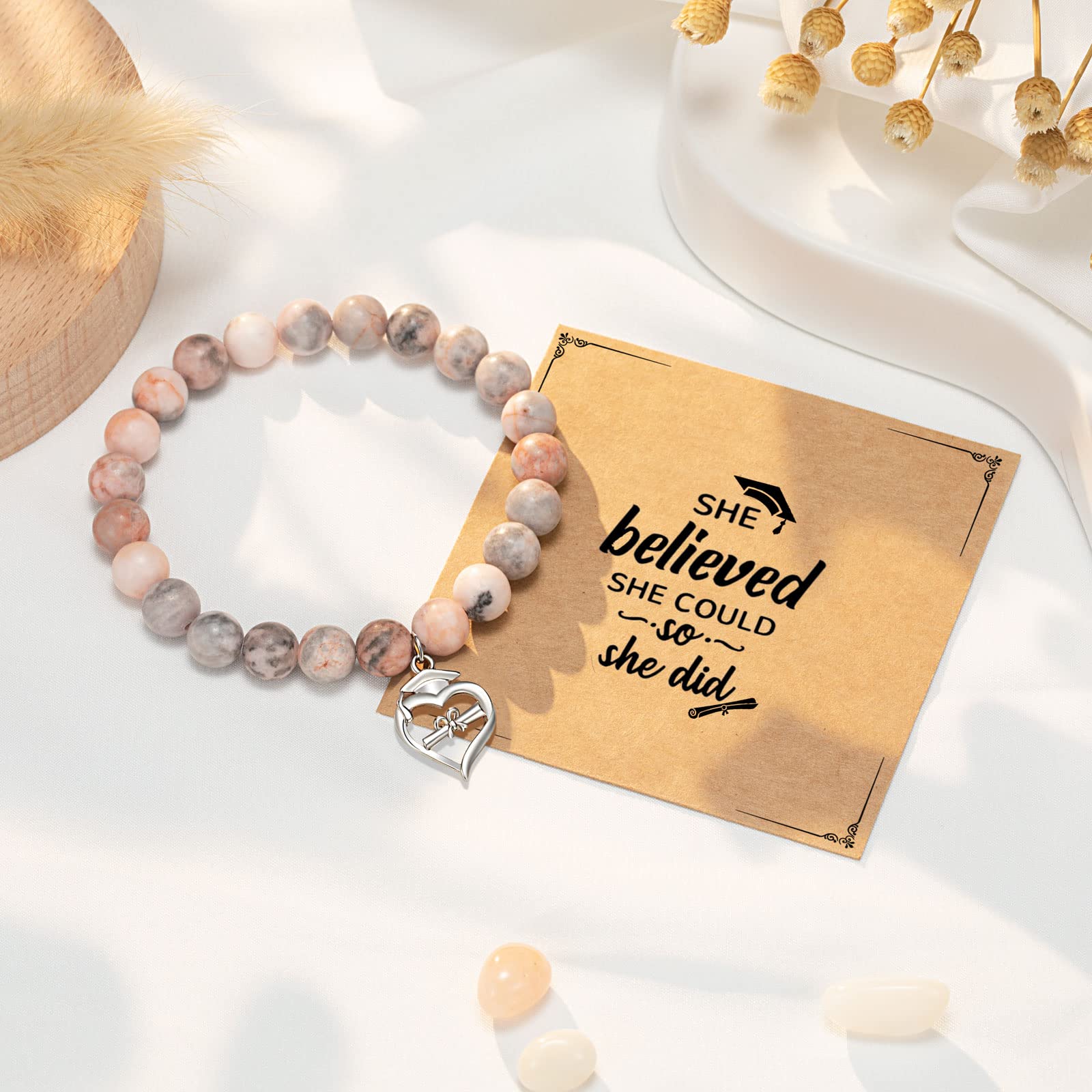 UPROMI Graduation Bracelet for Women - Class of 2024 High School, College, PhD & Masters Degree Gifts - Elegant Jewelry for 5th, 8th Grade, Elementary & Middle School Girls - Perfect for Commencement Ceremonies & Graduation Parties