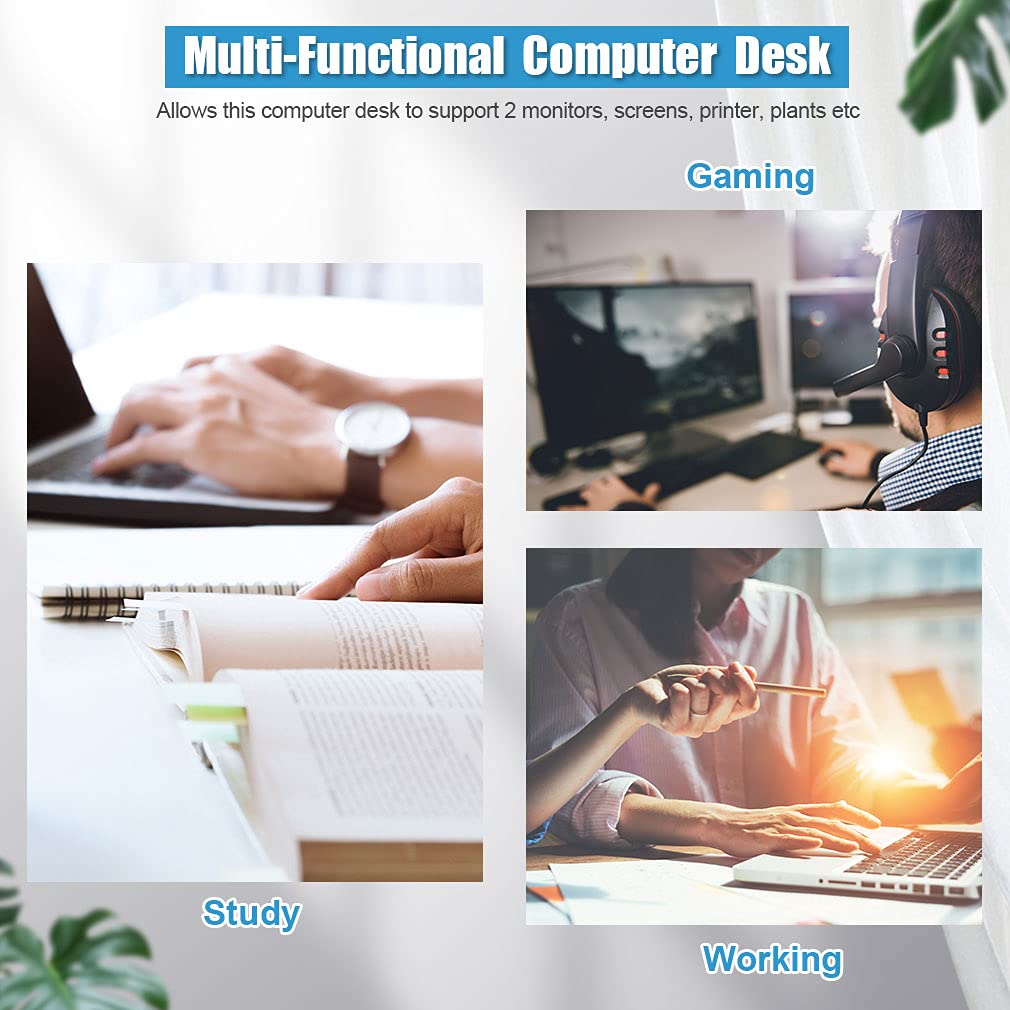 48 Inch Adjustable Height Standing Desk - Ergonomic Sit Stand Computer Desk with Large Workspace for Home Office & Gaming | Fits Dual Monitors | Modern Black Design | Perfect for Remote Work, Study & Productivity