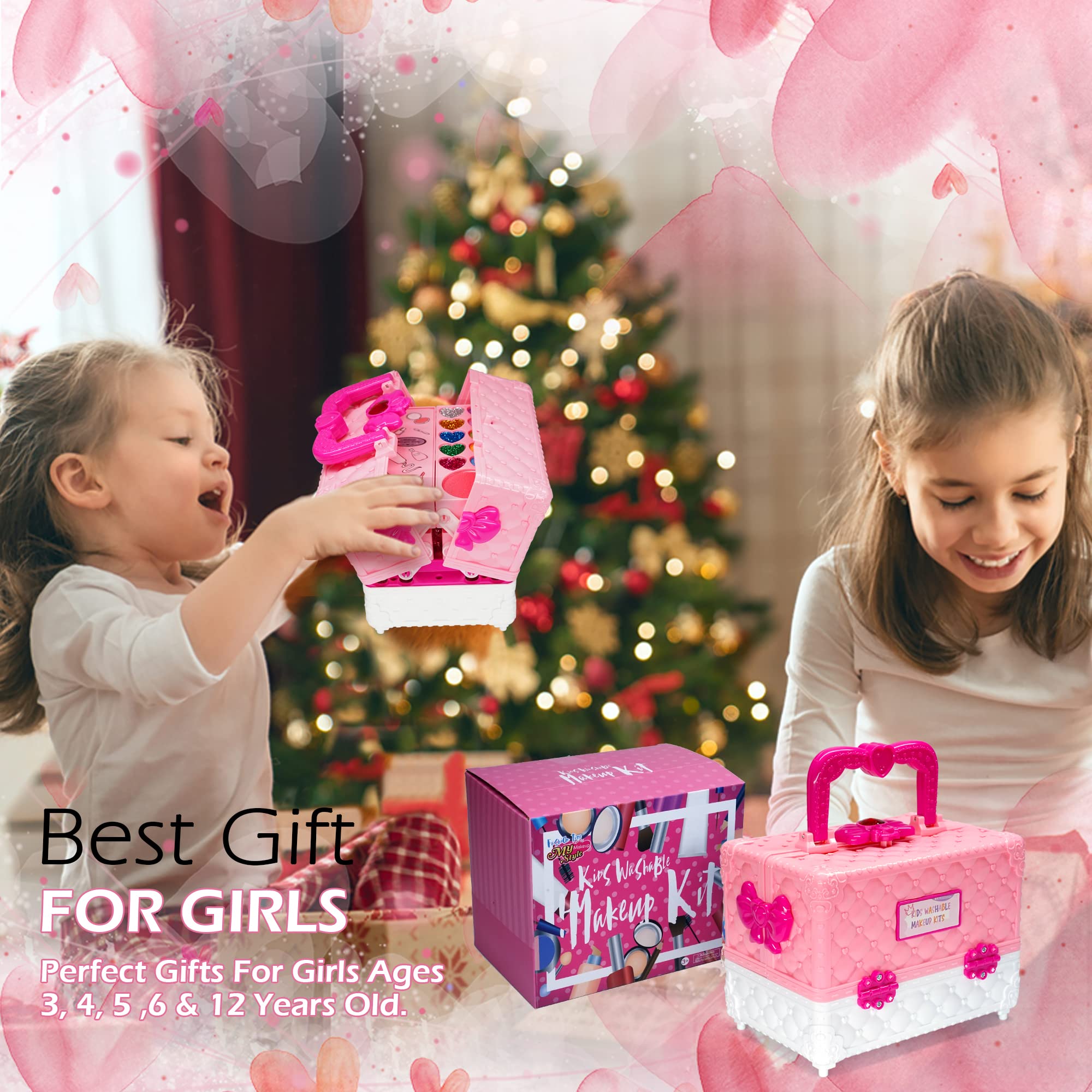 Washable Kids Makeup Kit - Princess Play Set for Girls 3-12, Birthday Gift