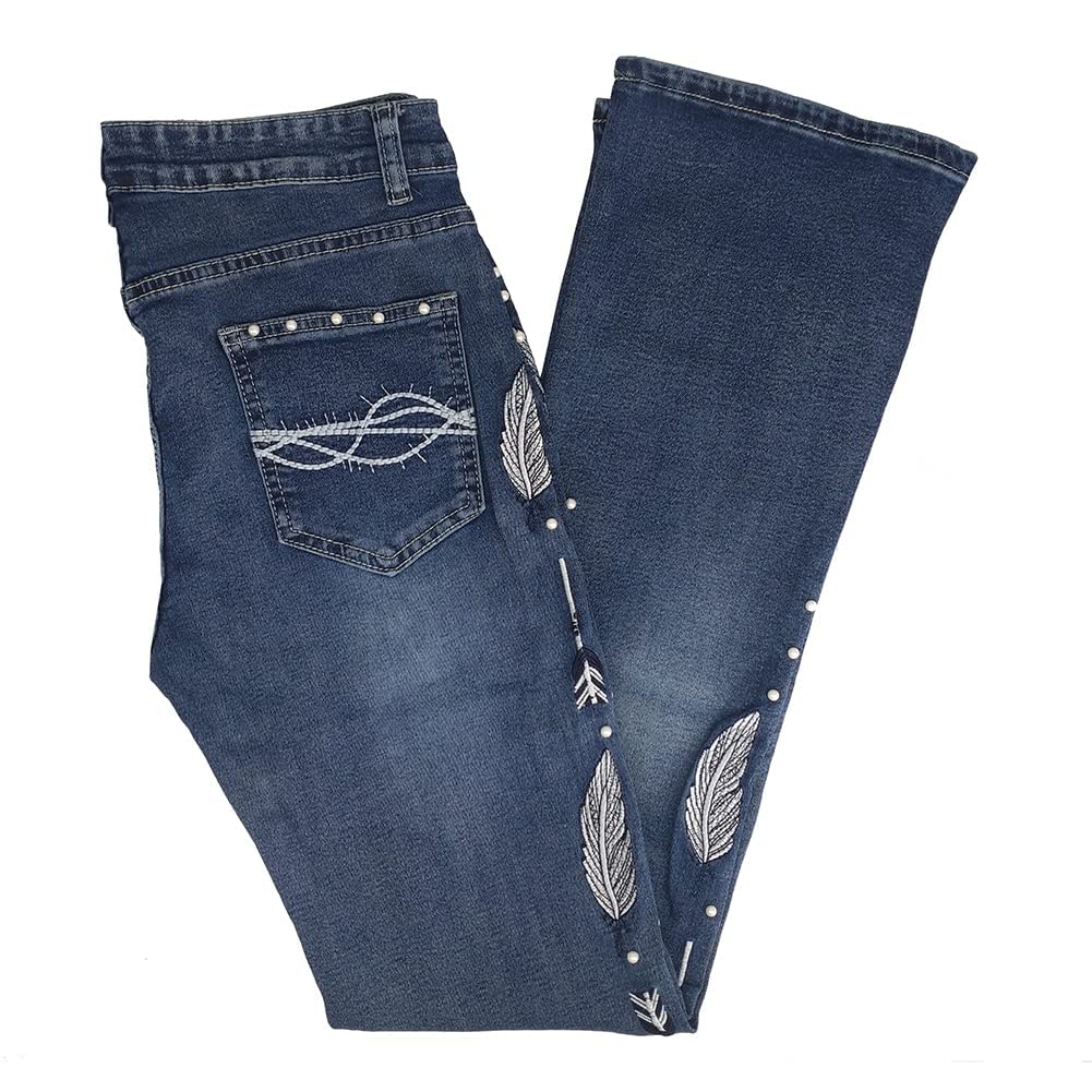 CFFVDIZ Women's Embroidered Bootcut Jeans - Stretchy Denim Pants for Casual & Work Wear | Perfect for Office, Date Night & Everyday Outfits