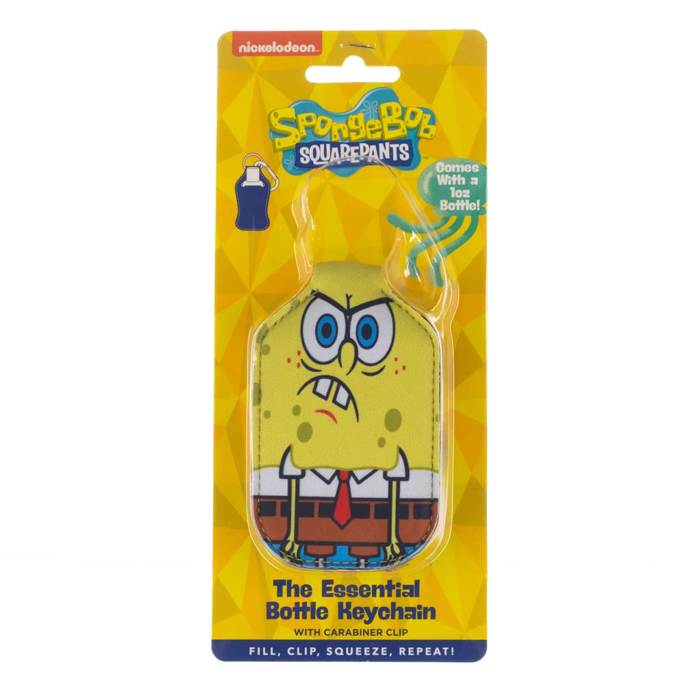 SpongeBob Keychain with Hand Sanitizer Holder - Cute Cartoon Character Keyring for Backpacks, Purses & Travel Accessories - Perfect for Kids, Fans & Daily Hygiene On-The-Go