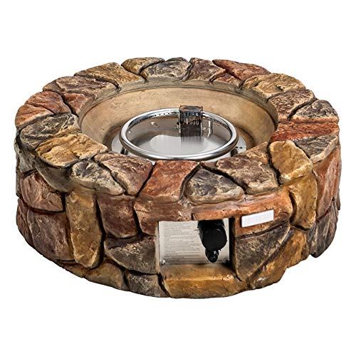 Happygrill Propane Fire Pit Outdoor Patio Heater with Cover & Artificial Stone Rocks - Perfect for Backyard, Camping, and Garden Gatherings