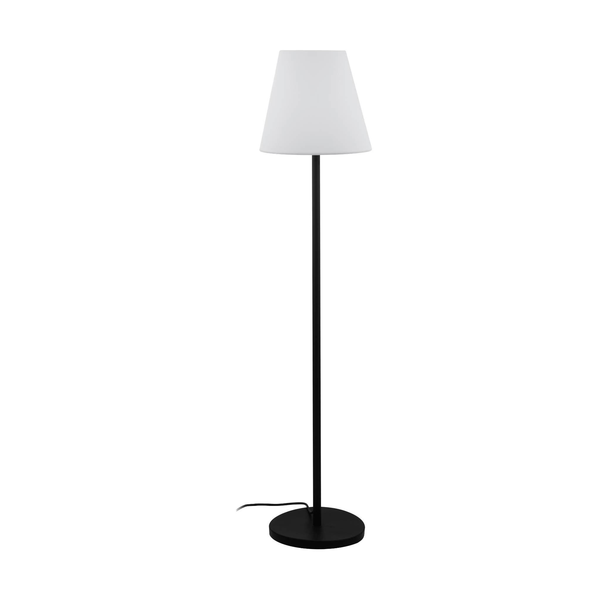 Eglo Alghera IP44 Black Outdoor Floor Light with White Plastic Shade - Waterproof Garden Lighting for Patio, Deck, and Backyard