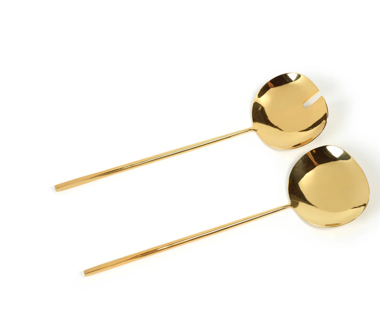 Polished Brass Stainless Steel Salad Servers Set - Elegant Serving Utensils for Salads, Pasta & Desserts - Perfect for Dinner Parties, BBQs & Family Gatherings