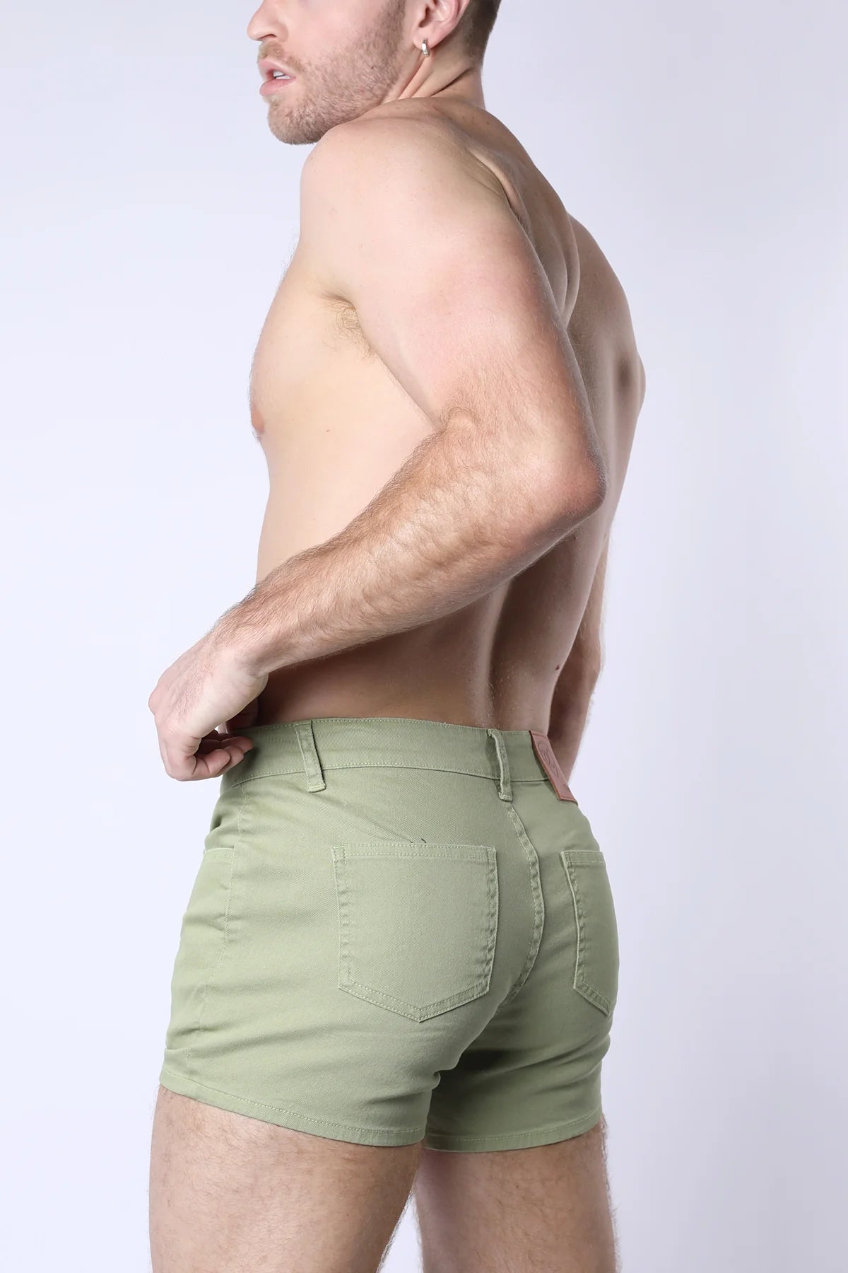 Timoteo Berkeley 3 Slim Fit Super Stretch Twill Shorts for Men - Olive Green Casual Chino Pants for Work, Travel & Outdoor Activities