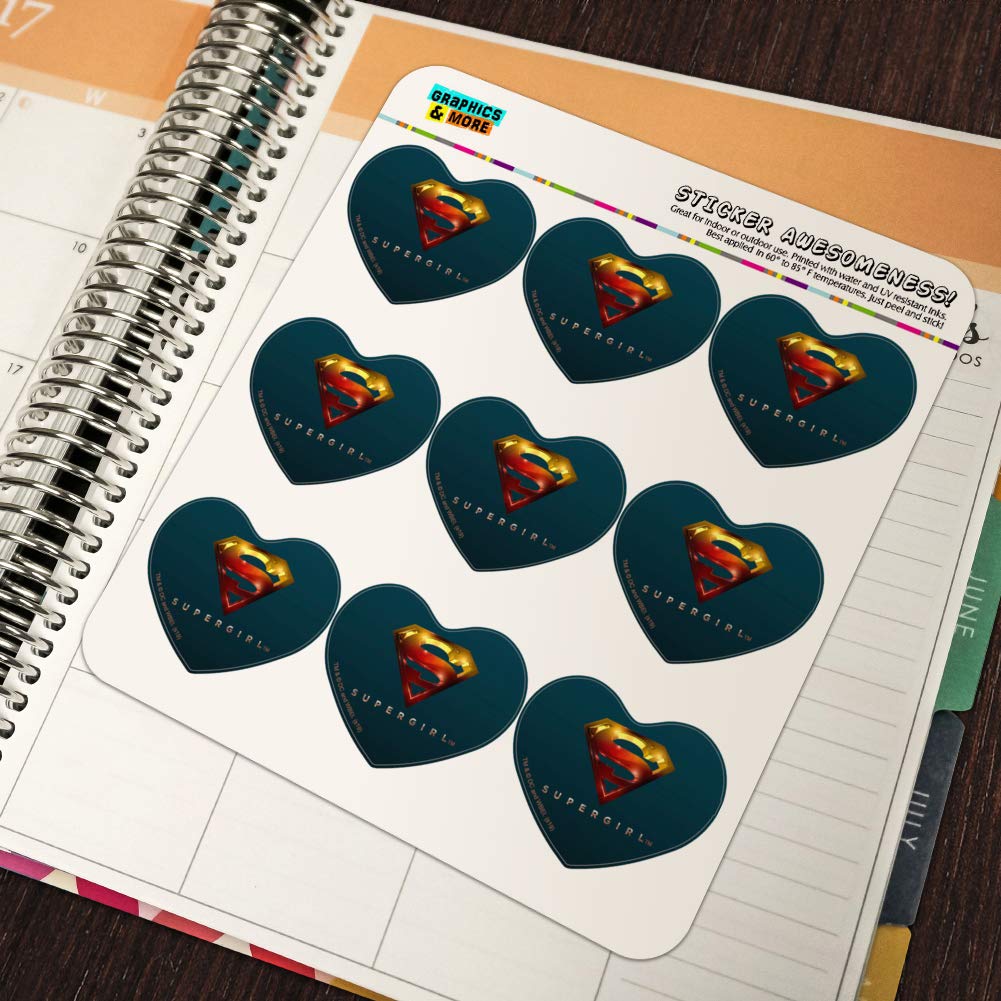 Supergirl TV Series Heart Shaped Planner Stickers - Scrapbook & Journal Decoration, DIY Craft Supplies for Bullet Journals, Planners, Scrapbooks, and Gift Wrapping