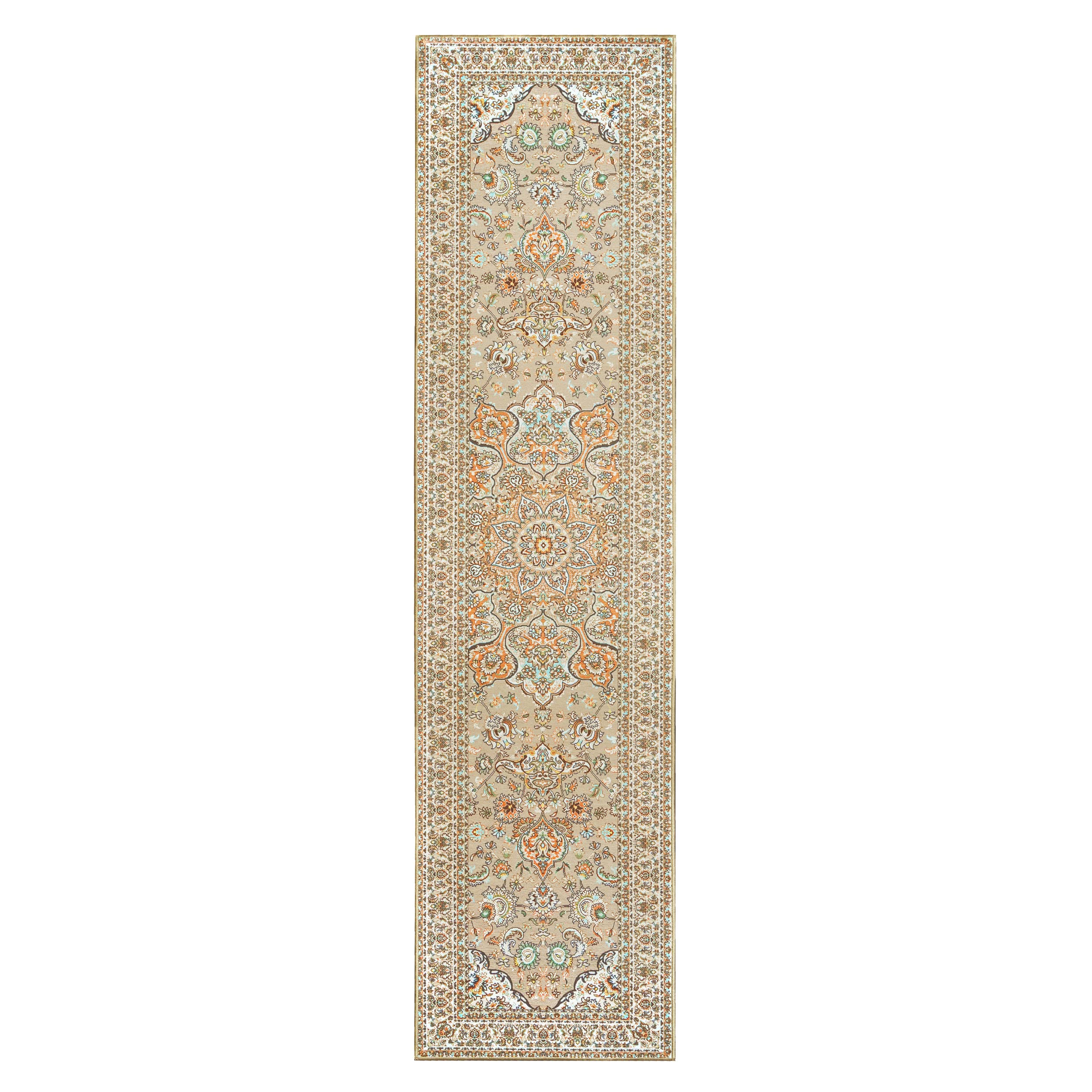 Magic Washable Rug Non-Slip Stain Resistant Waterproof Foldable - 1 Piece Accent Rug for Living Room Bedroom - Pet & Kid Friendly Kenya Beige 2.5X10 ft - Perfect for Home Decor, Nursery, Playroom & High Traffic Areas