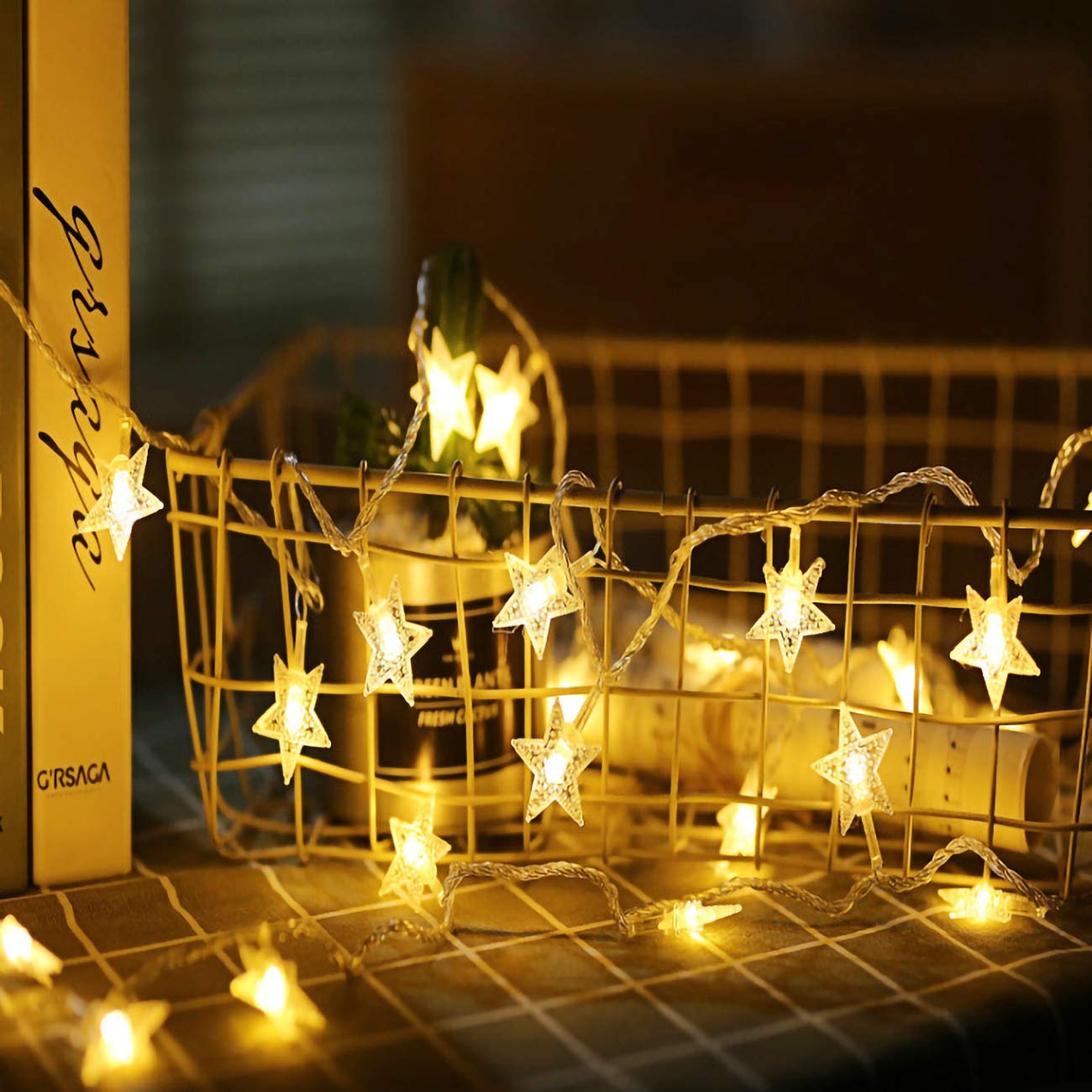 Adispotg Star Fairy Lights - 20ft 40 LED Battery Operated String Lights with 2 Lighting Modes, Waterproof for Indoor & Outdoor Decor - Perfect for Bedroom, Wedding, Party, Christmas Tree, Garden, Patio, and Holiday Decorations
