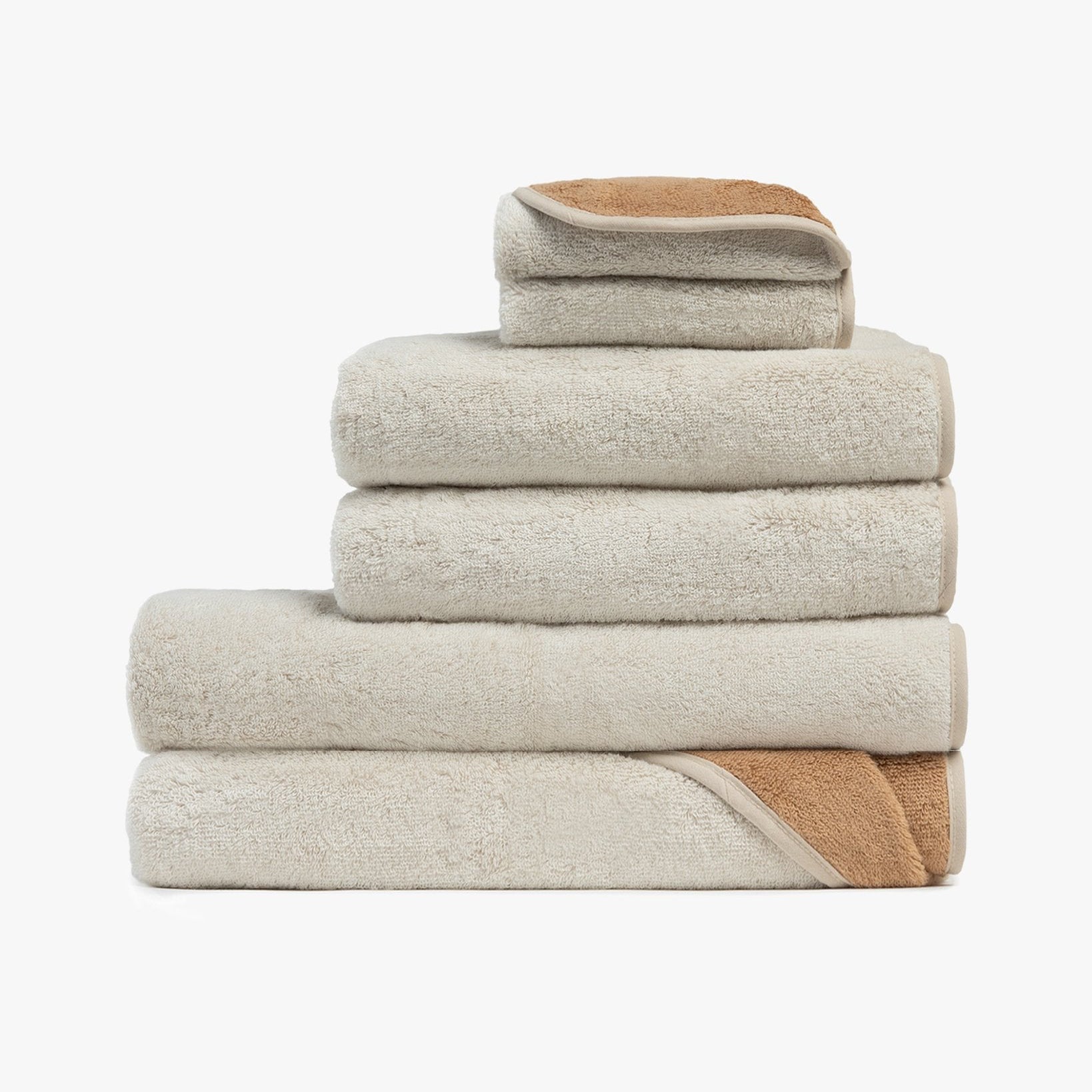 Premium Two-Tone Bath Towels Set - Ivory & Ochre - Soft & Absorbent Cotton Towels for Spa, Bathroom, Beach & Gym - Luxury Home & Travel Essentials