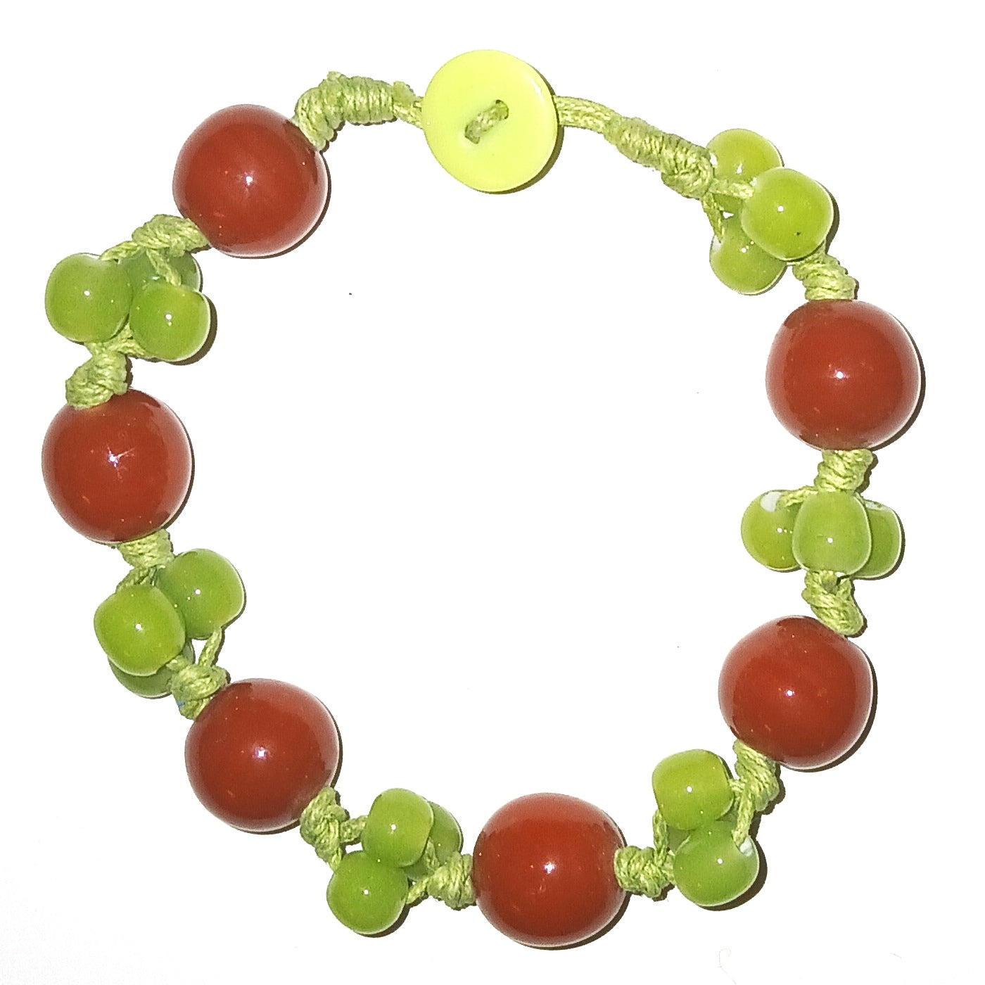 Kiwi and Brown Glass Bead Bracelet - Handmade Bohemian Style Jewelry for Women | Perfect for Casual Wear, Parties & Gift Giving