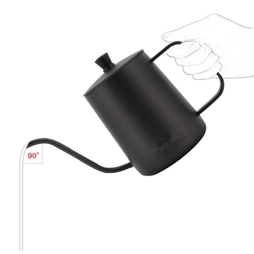 Premium 304 Stainless Steel French Press Coffee Maker - 350ml Portable Handmade Long Spout Thin Neck Coffee Pot for Home, Office & Travel - Black
