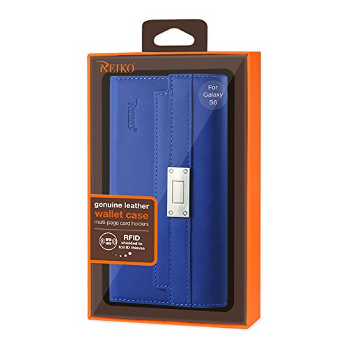 Genuine Leather Wallet Case with RFID Protection & Metal Buckle Belt for Samsung Galaxy S6 - Ultramarine Blue | Slim Card Holder Phone Cover for Men & Women | Perfect for Work, Travel & Everyday Use