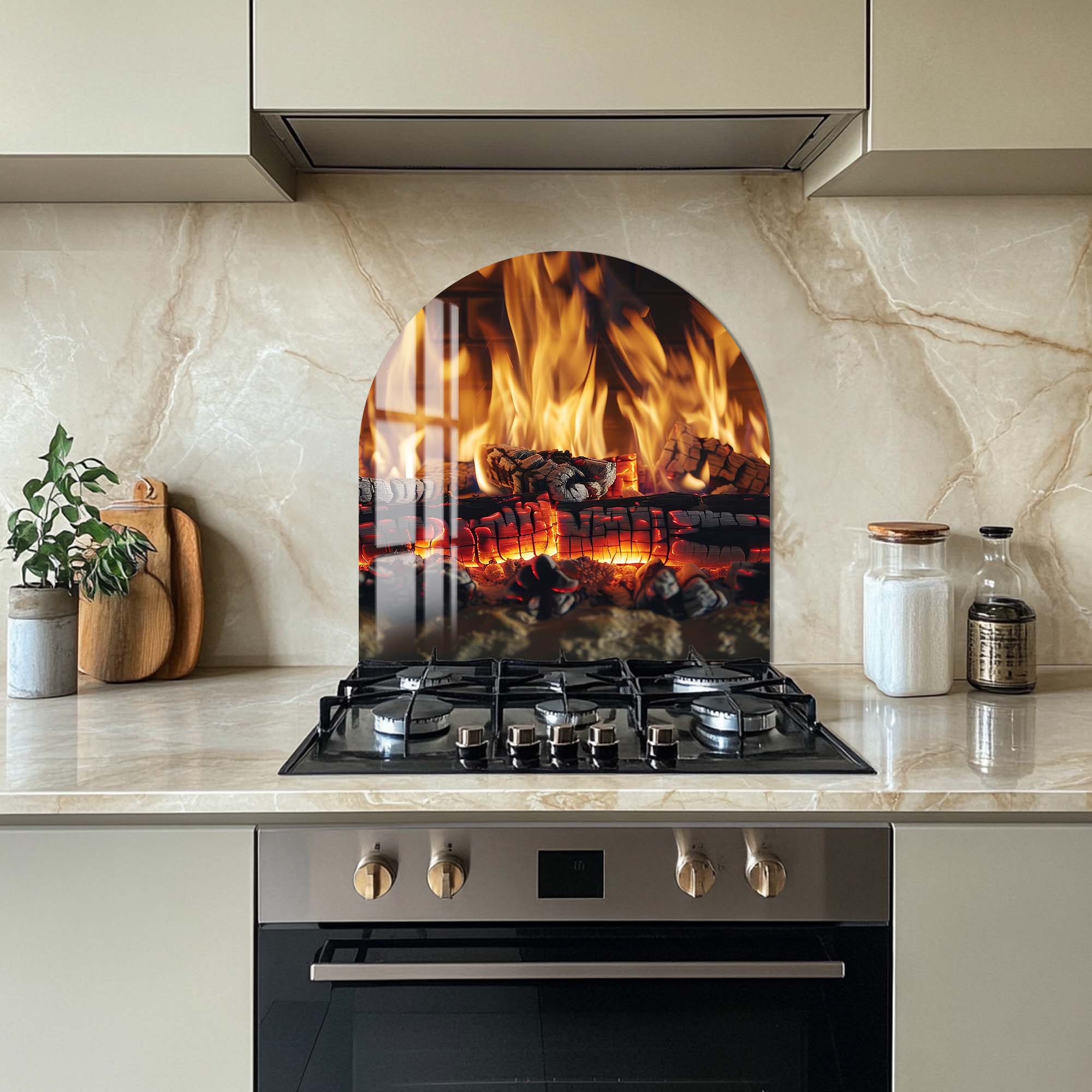 Flame Dance Glass Splashback - Heat-Resistant Kitchen Backsplash Panel - Perfect for Modern Kitchens & Stovetop Protection