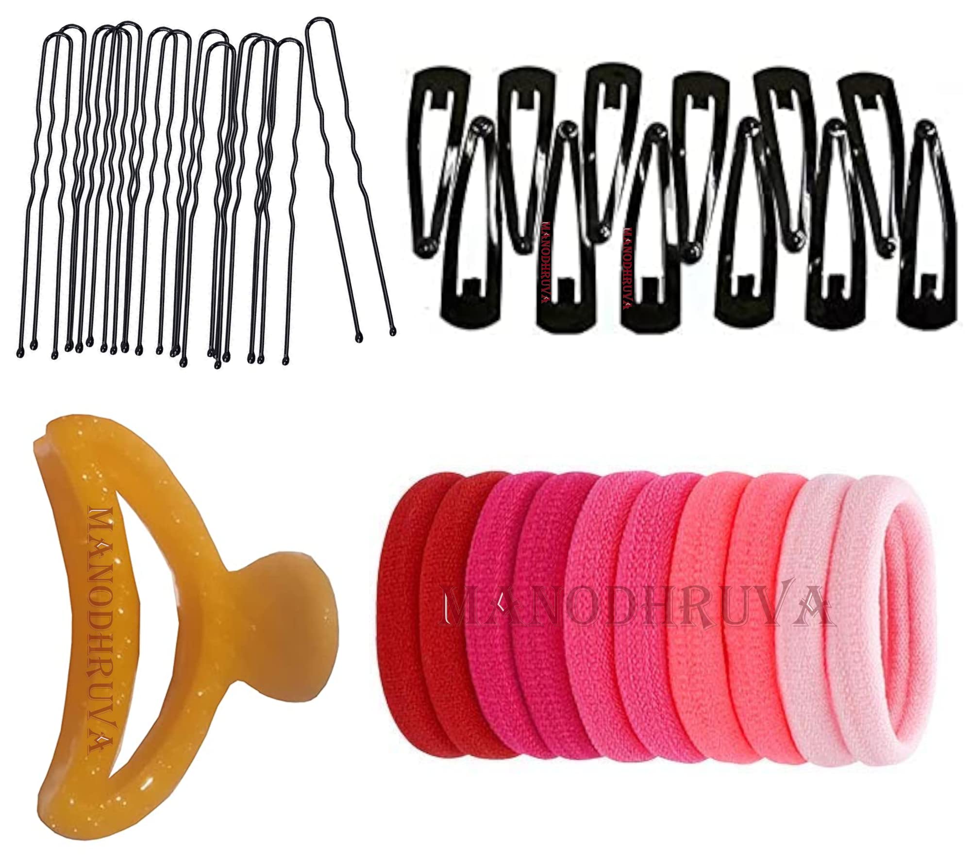 MANODHRUVA 63-Piece Hair Accessories Set for Women - Hair Clips, Bobby Pins, Rubber Bands - Perfect for School, Work, Parties & Everyday Styling