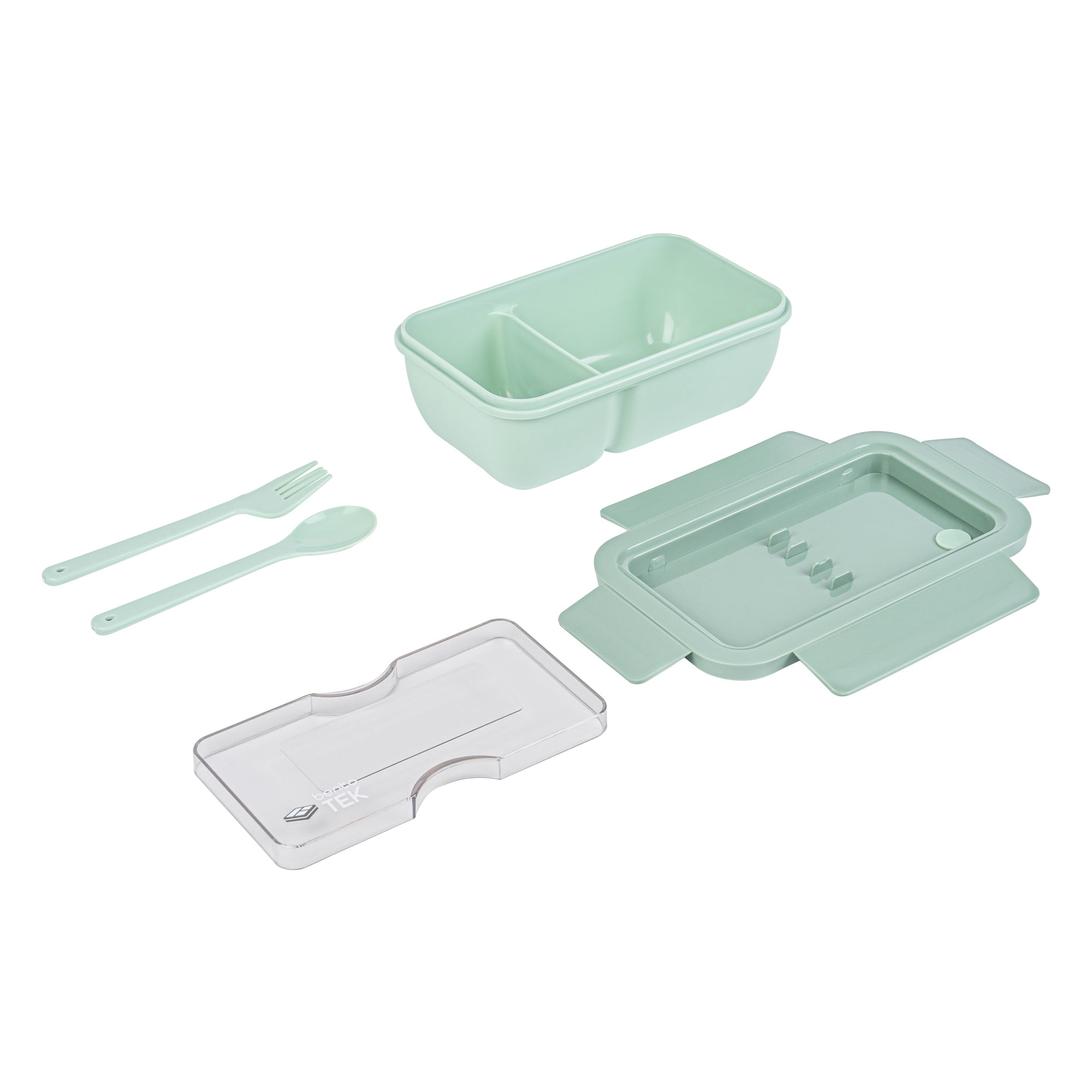 Bento Tek 29 oz Green BPA-Free Lunch Box with Fork & Spoon - Microwave Safe, Leak Proof (7.75