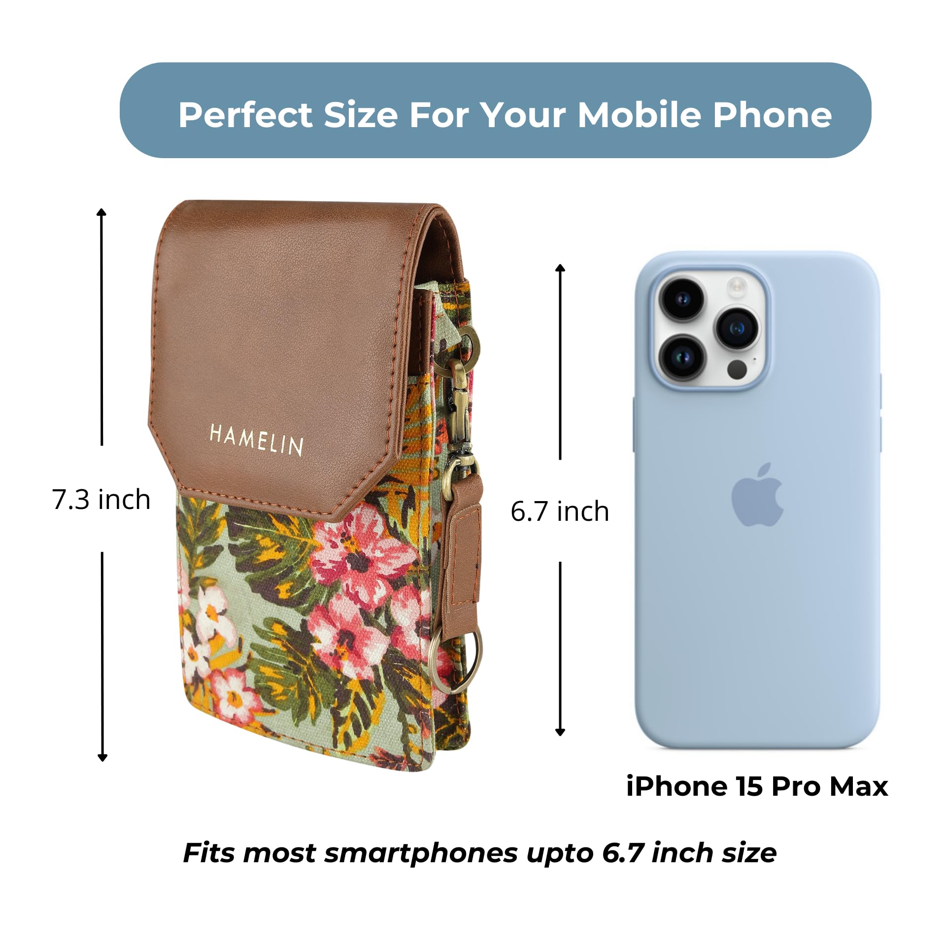 Hamelin Small Crossbody Sling Bag for Women - Stylish Phone Pouch with Detachable Strap & Adjustable Keychain | Compact Mobile Purse for Everyday Use | Perfect Gift for Girls, Teens & Women | Great for Shopping, Travel & Work