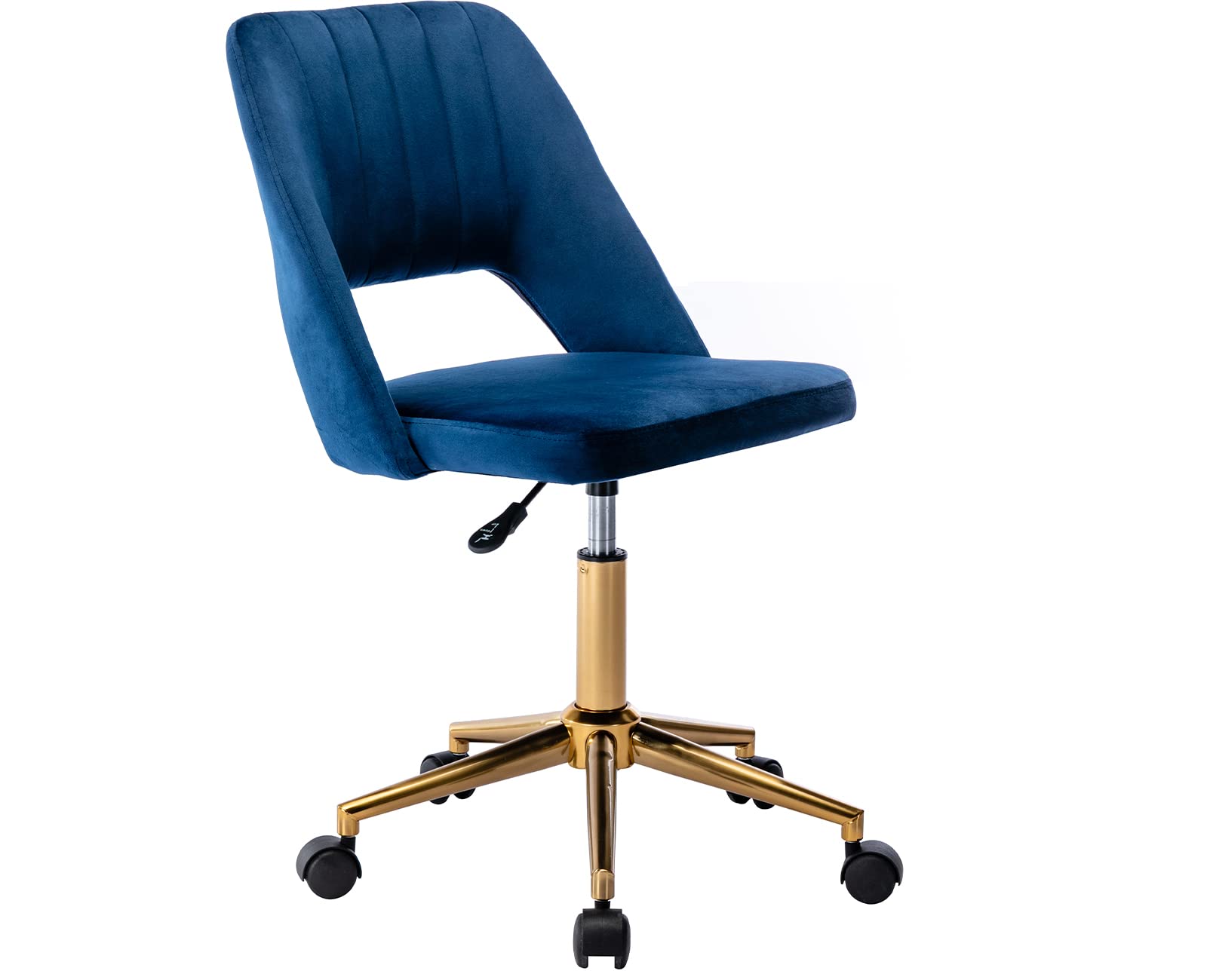 Velvet Swivel Desk Chair with Wheels - Ergonomic Home Office Task Chair for Women, Girls, Teens - Cute Vanity Chair for Bedroom, Living Room, Dressing Room & Workspace - Soft Blue Fabric Seat (Perfect for Study, Gaming & Makeup Station)