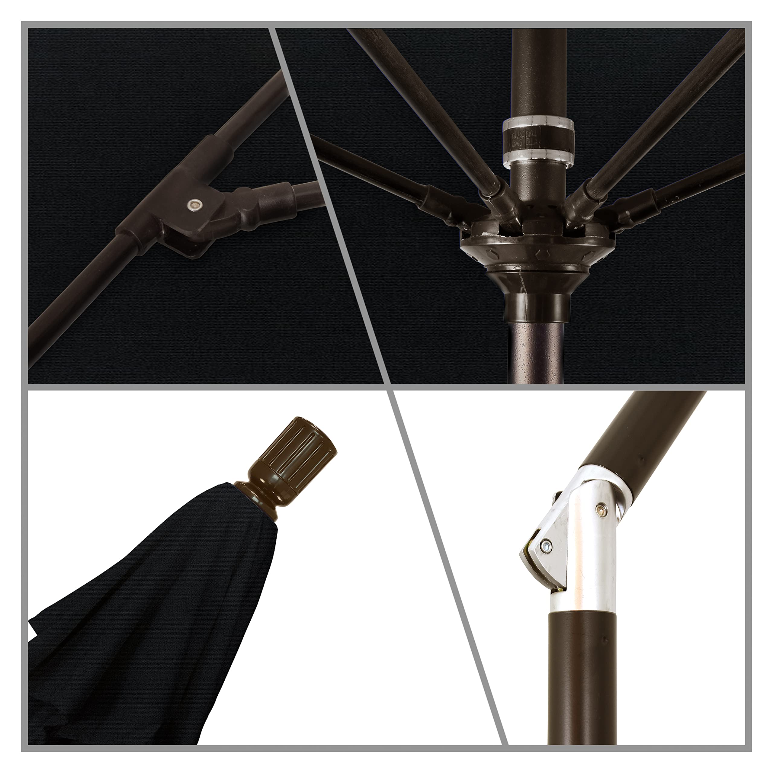 California Umbrella GSCUF908117-SA08 9-Foot Round Patio Umbrella with Aluminum Pole & Fiberglass Ribs - Durable Outdoor Shade for Poolside, Garden, and Backyard - Black