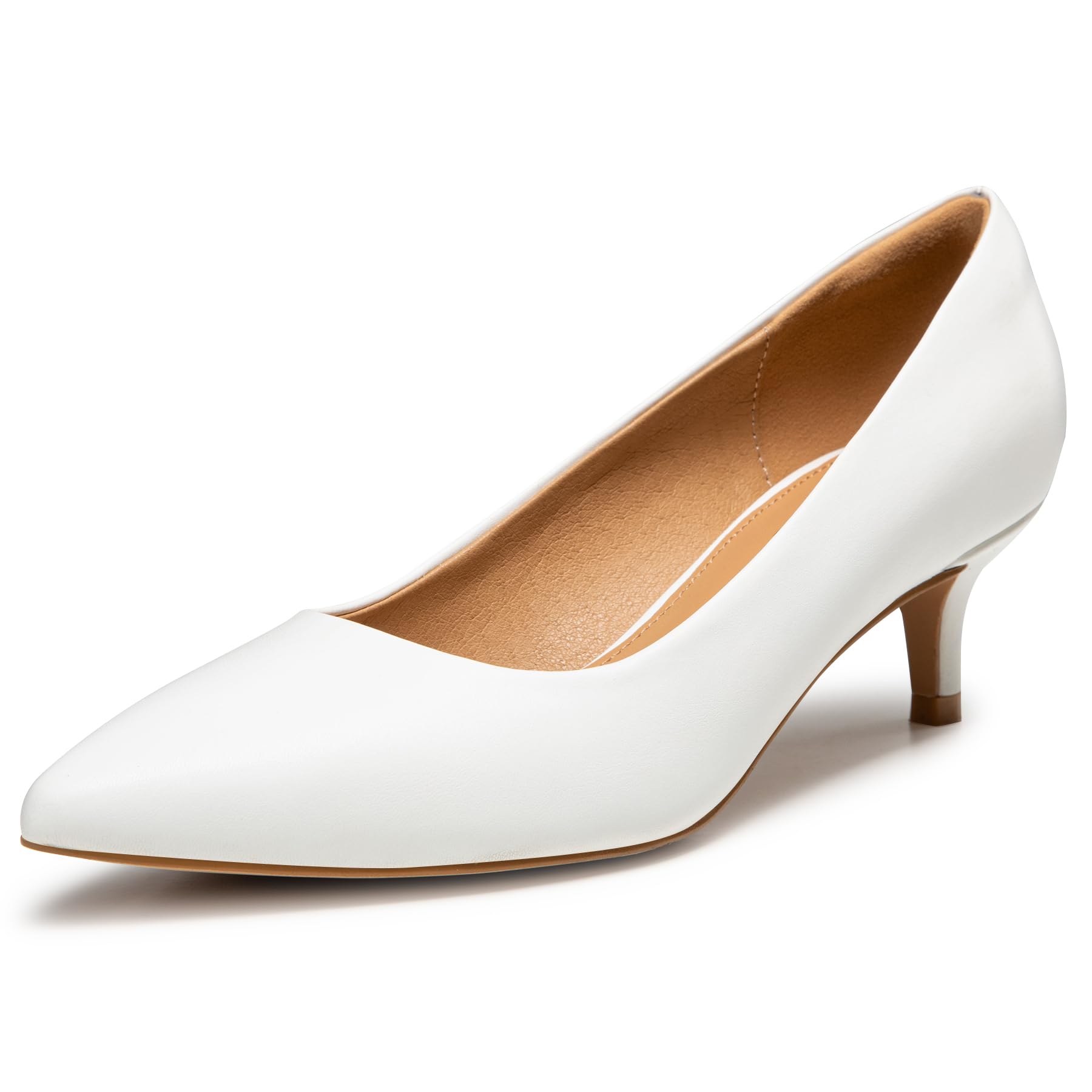 Heel The World Women's Kitten Heels - 2 Inch Low Block Heel Pumps in Black, Nude, White, Gold & Brown | Comfortable Work Shoes for Office, Wedding & Formal Occasions