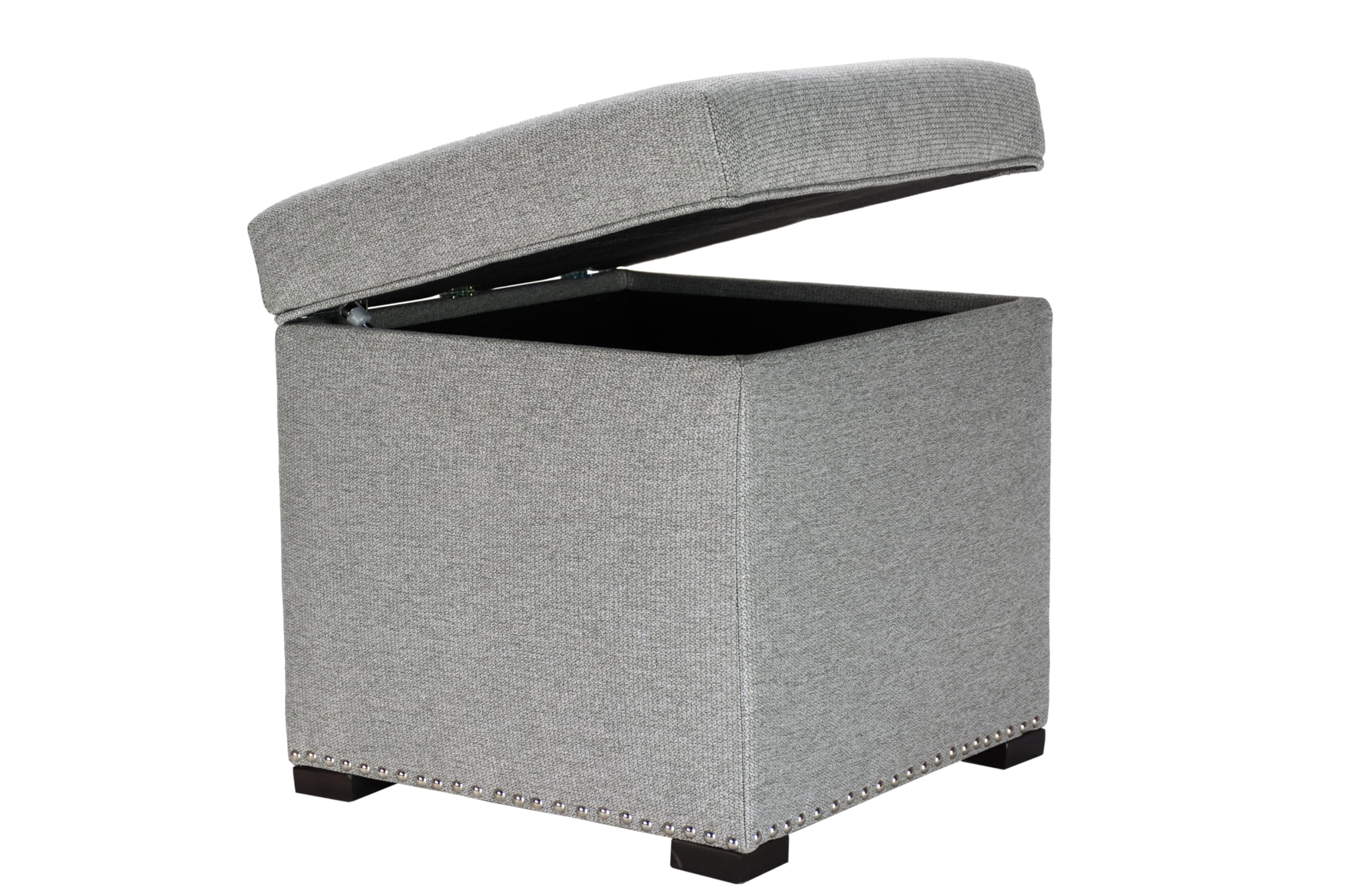 MJL Furniture Designs Tami Square Fabric Upholstered Storage Ottoman with Removable Cushion - Stone Gray - Versatile Living Room Footrest, Coffee Table & Hidden Storage Solution