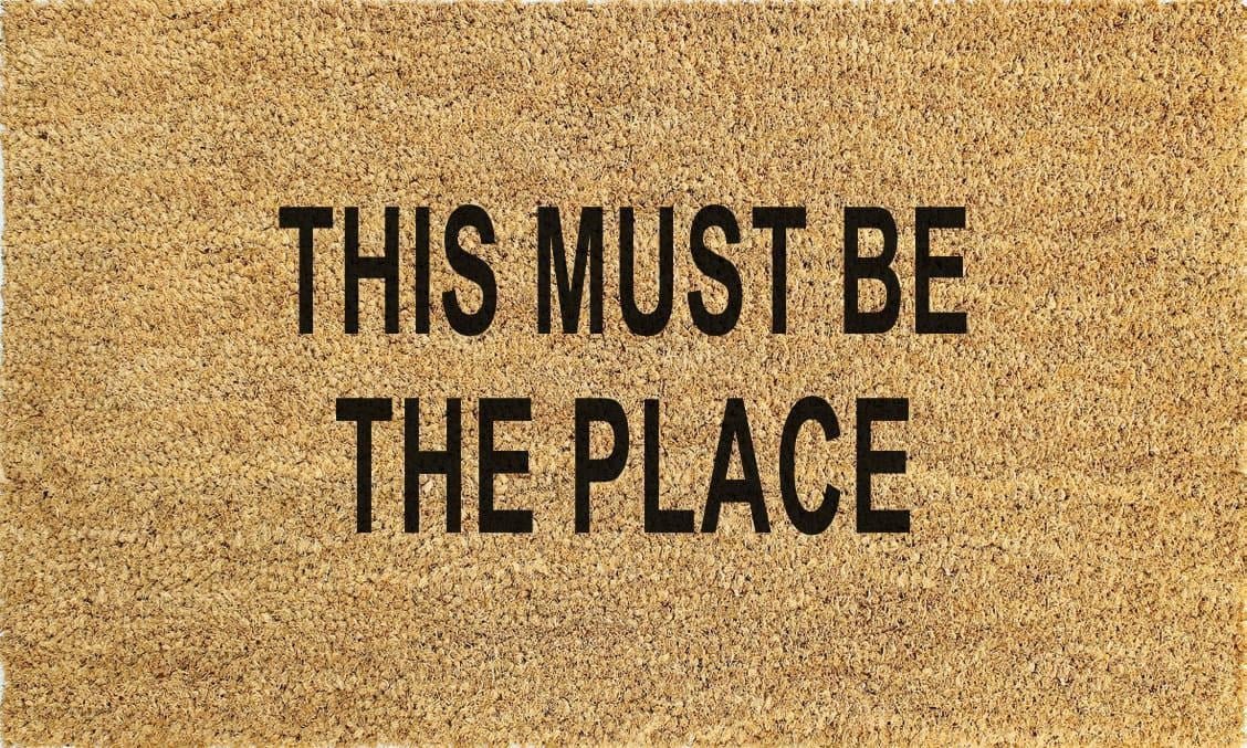 18 x 30 THIS MUST BE THE PLACE Non-Slip Outdoor Door Mat - Durable Welcome Mat for Front Entryway, Porch, Patio & Garage - Waterproof & Easy to Clean