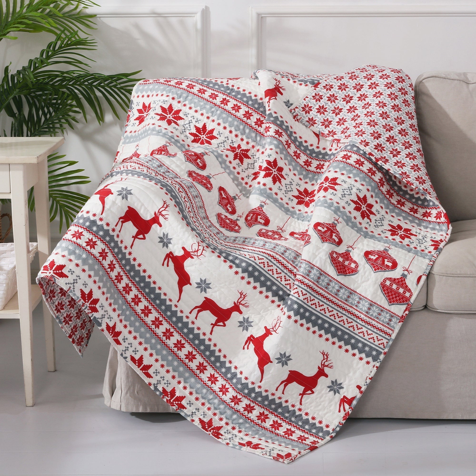 Silent Night Quilted Throw Blanket - Ultra Soft & Cozy Bedspread for Winter Nights - Perfect for Sofa, Bed, or Couch - Home Decor & Gift Idea