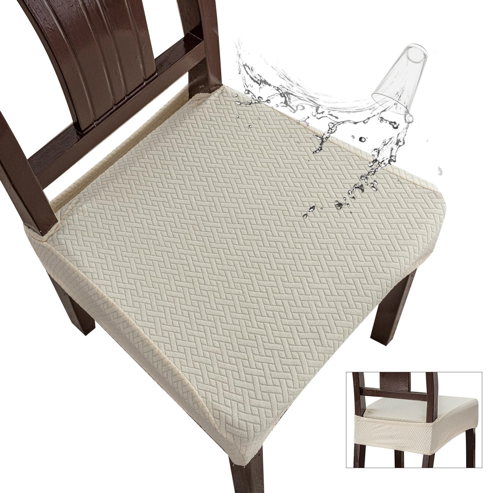 Waterproof Dining Chair Covers 4-Pack - Beige for Home & Restaurant Use