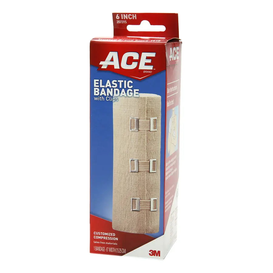 Ace 207315 Elastic Bandage with Metal Clips - 1 Each - First Aid Support for Sprains, Strains & Sports Injuries