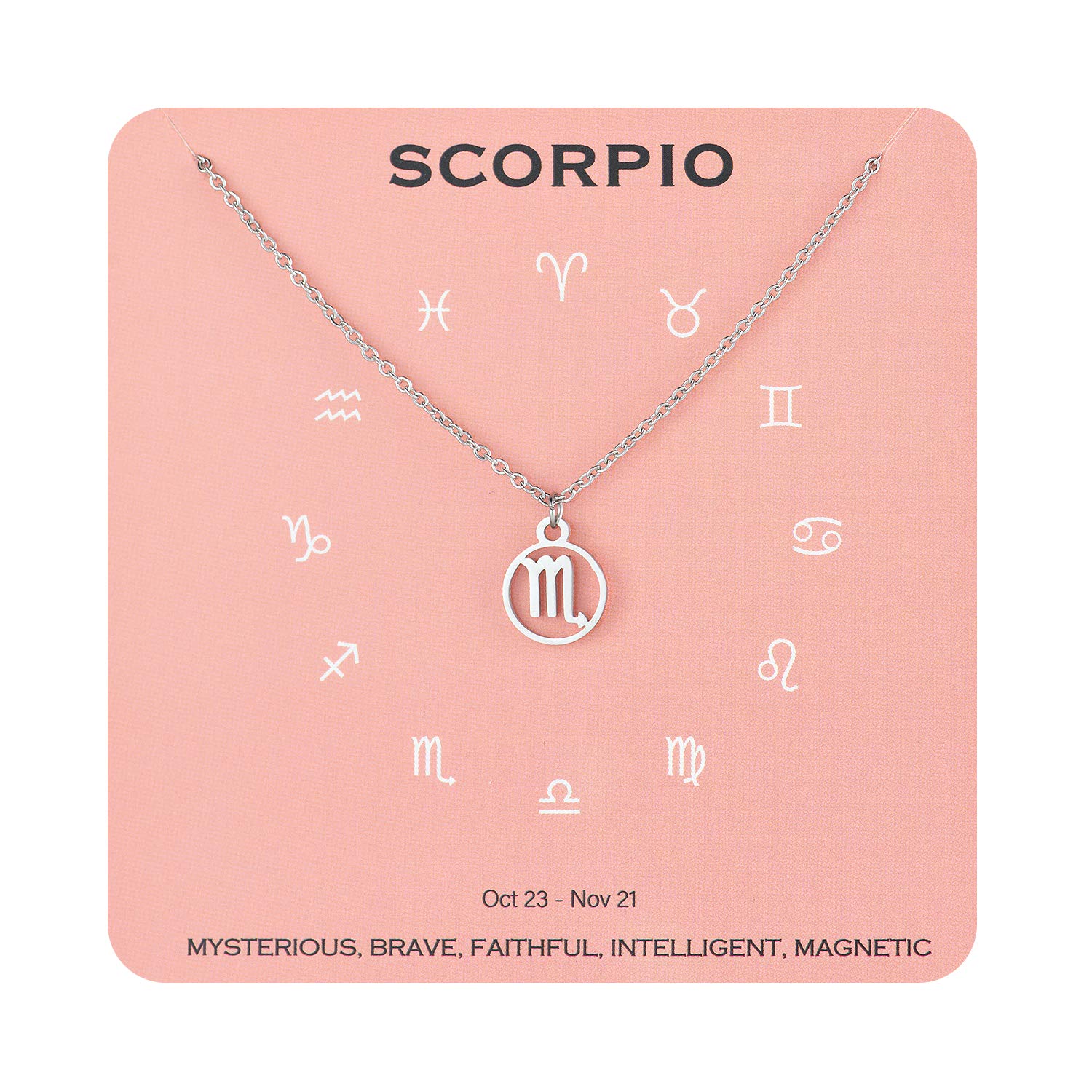 Augonfever Zodiac Necklace - Constellation Horoscope Pendant for Women & Girls | Perfect Birthday Gift for Astrology Lovers & Everyday Wear