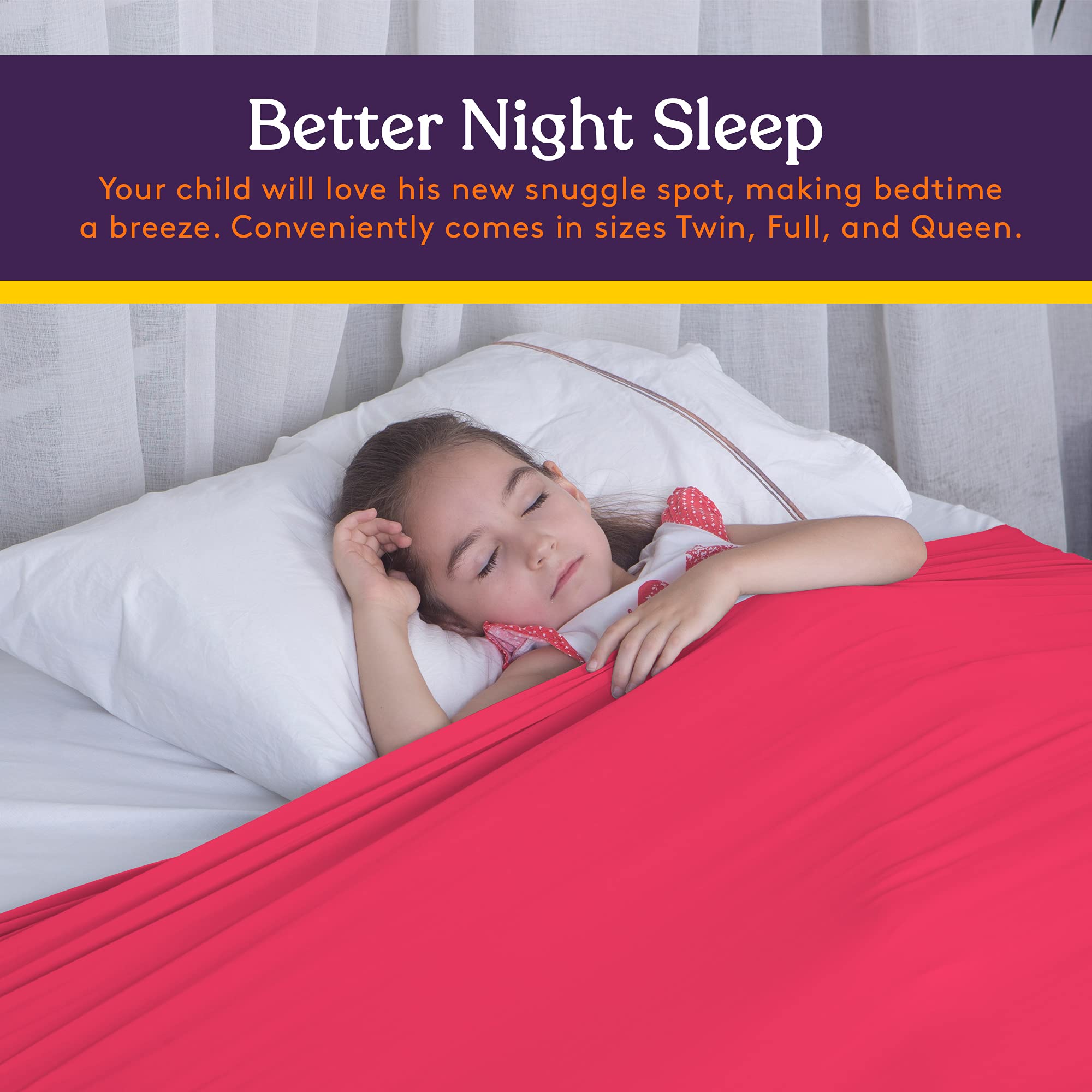 Kids Sensory Bed Sheet - Breathable Stretchy Compression Sheet Alternative to Weighted Blankets - Cool Comfortable Sleeping Bedding for Full Size Bed (Red) - Perfect for Calming Kids with ADHD, Autism & Anxiety