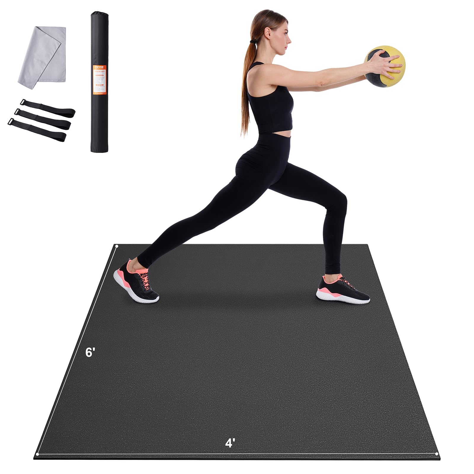 VEVOR Extra Large Non-Slip Yoga Mat - 6mm Thick High Density Exercise Mat for Home Workouts, Pilates & Floor Exercises | Includes Carry Bag & Strap | Ideal for Men & Women | Perfect for Yoga, Gym & Fitness Training