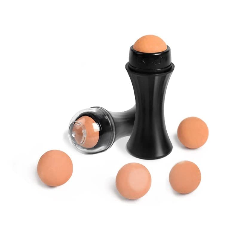 DHYANI Volcanic Stone Face Roller for Oily Skin - Reusable Oil Absorbing Facial Roller with Makeup Sponge | Black | Perfect for On-the-Go Oil Control & Makeup Touch-Ups