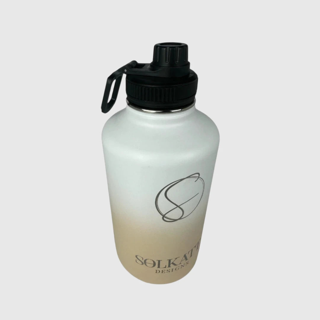 Pastel Beige Insulated Water Bottle 64oz (1.9L) Stainless Steel - Keeps Drinks Cold for 24 Hours & Hot for 12 Hours - Perfect for Hiking, Gym, Office & Outdoor Activities
