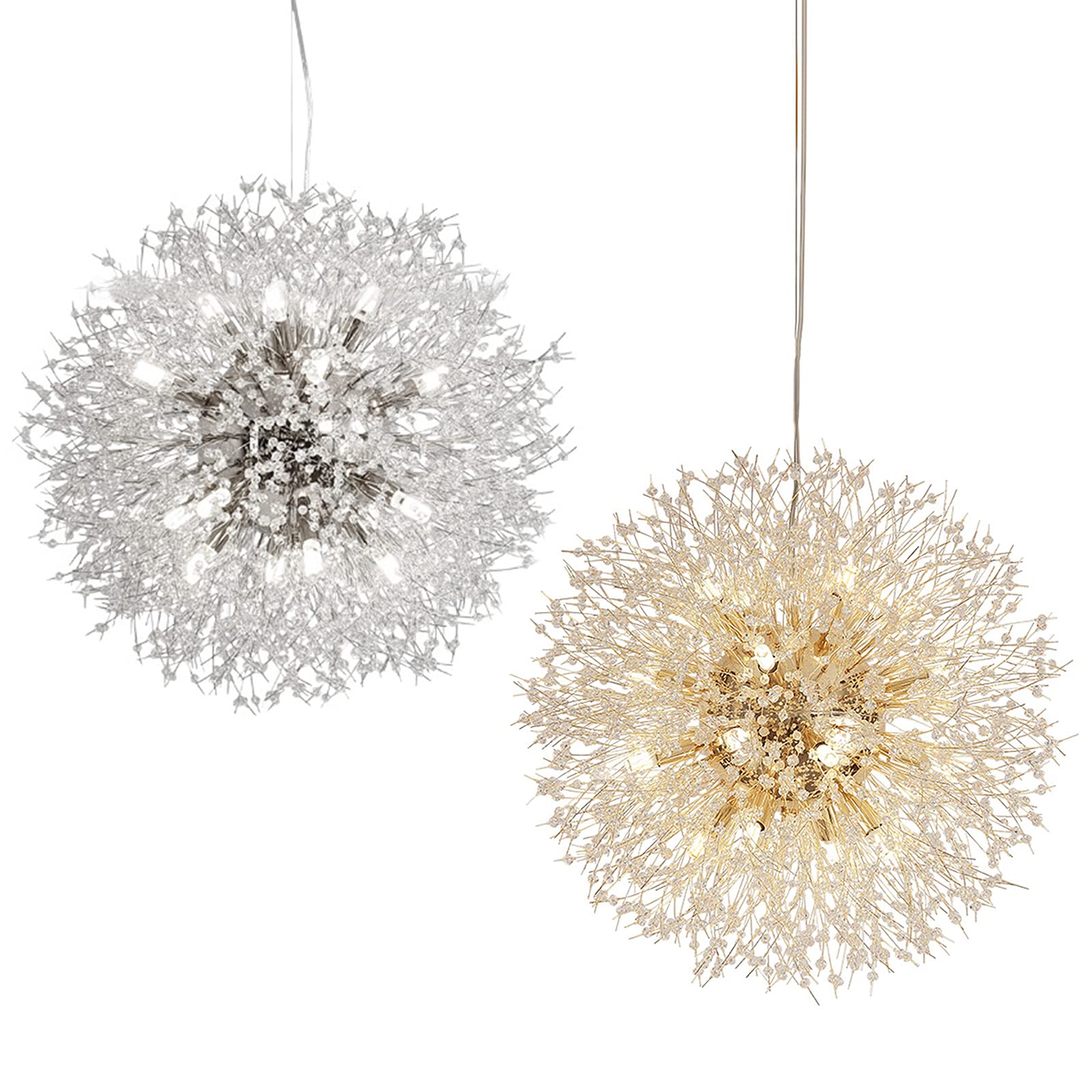 Luxury Crystal Chandeliers - Modern Dandelion Sputnik Chandelier Gold Ceiling Light Fixture with 16 Lights for Dining Room, Kitchen, Living Room, Restaurant - Elegant Lighting for Home Decor & Commercial Spaces