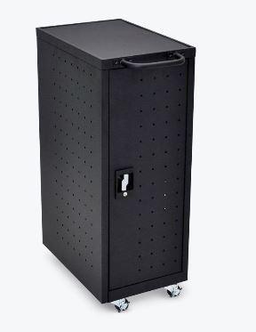 Luxor Black 12 Chromebook Charging Cart with Electrical Outlets - Secure Storage & Charging Station for Classroom, Office or School Devices