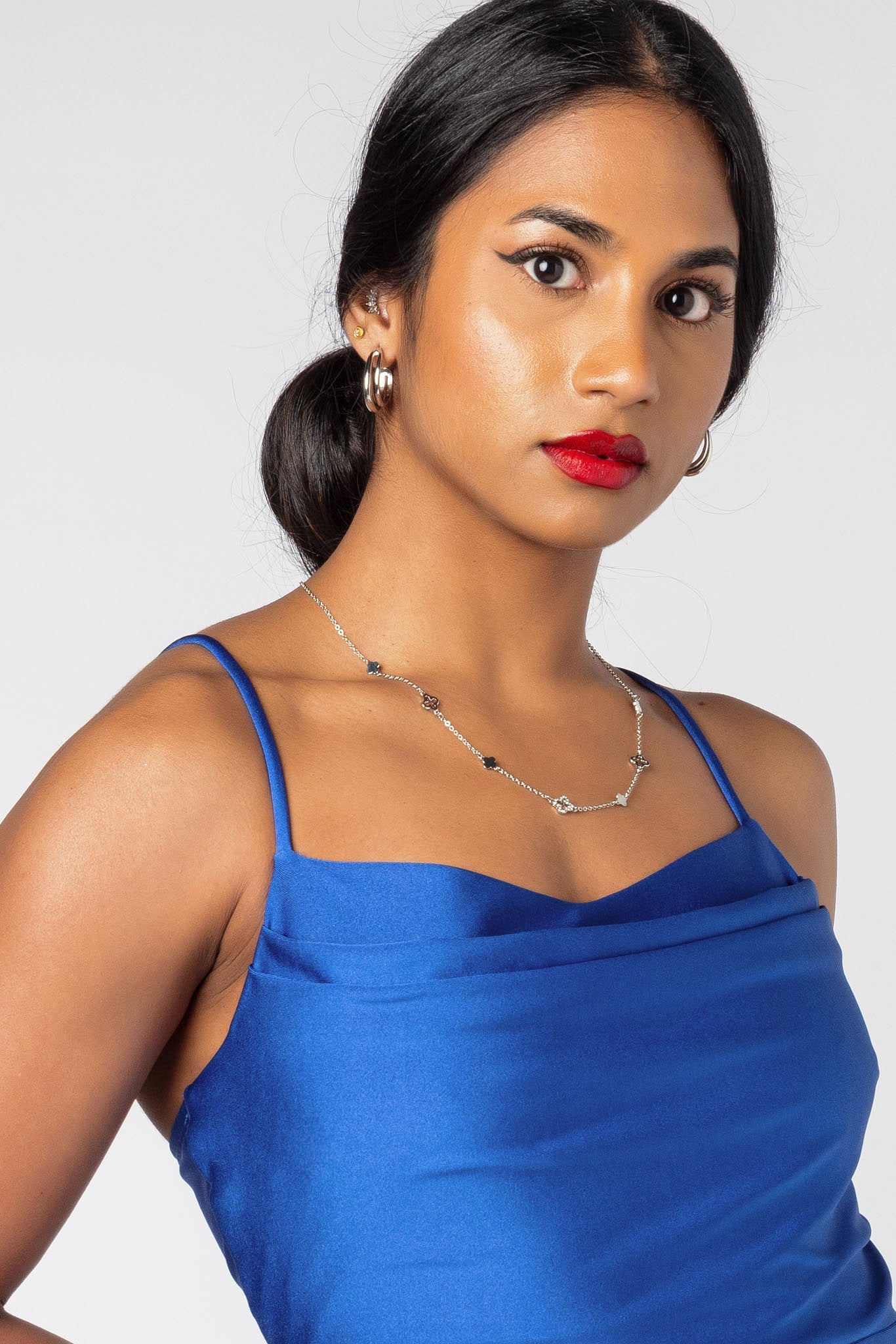 Elegant Satin Spaghetti Strap Midi Dress with Side Slit - Perfect for Cocktail Parties, Date Nights & Summer Weddings