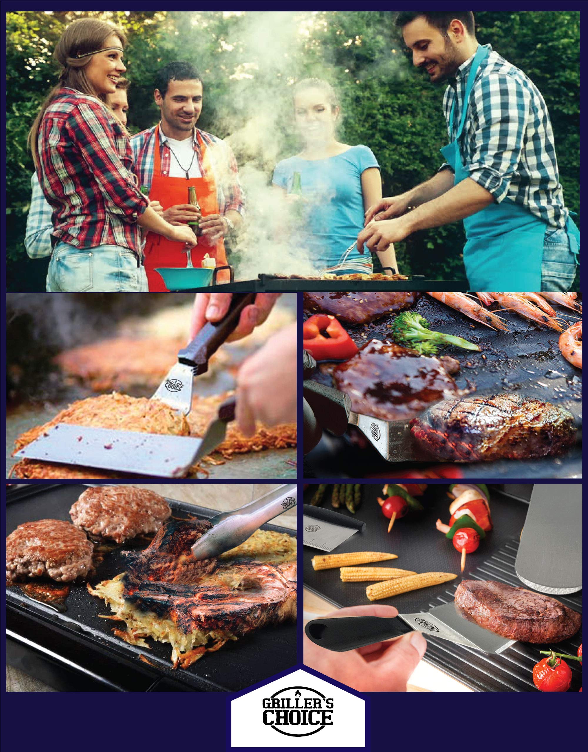 Grillers Choice - Ultimate Griddle Accessories Set - Heavy Duty Stainless Steel Spatula Set for Flat Top Grills, Hibachi & BBQ - Professional Chef Designed - Perfect for Outdoor Cooking, Backyard Grilling & Commercial Use