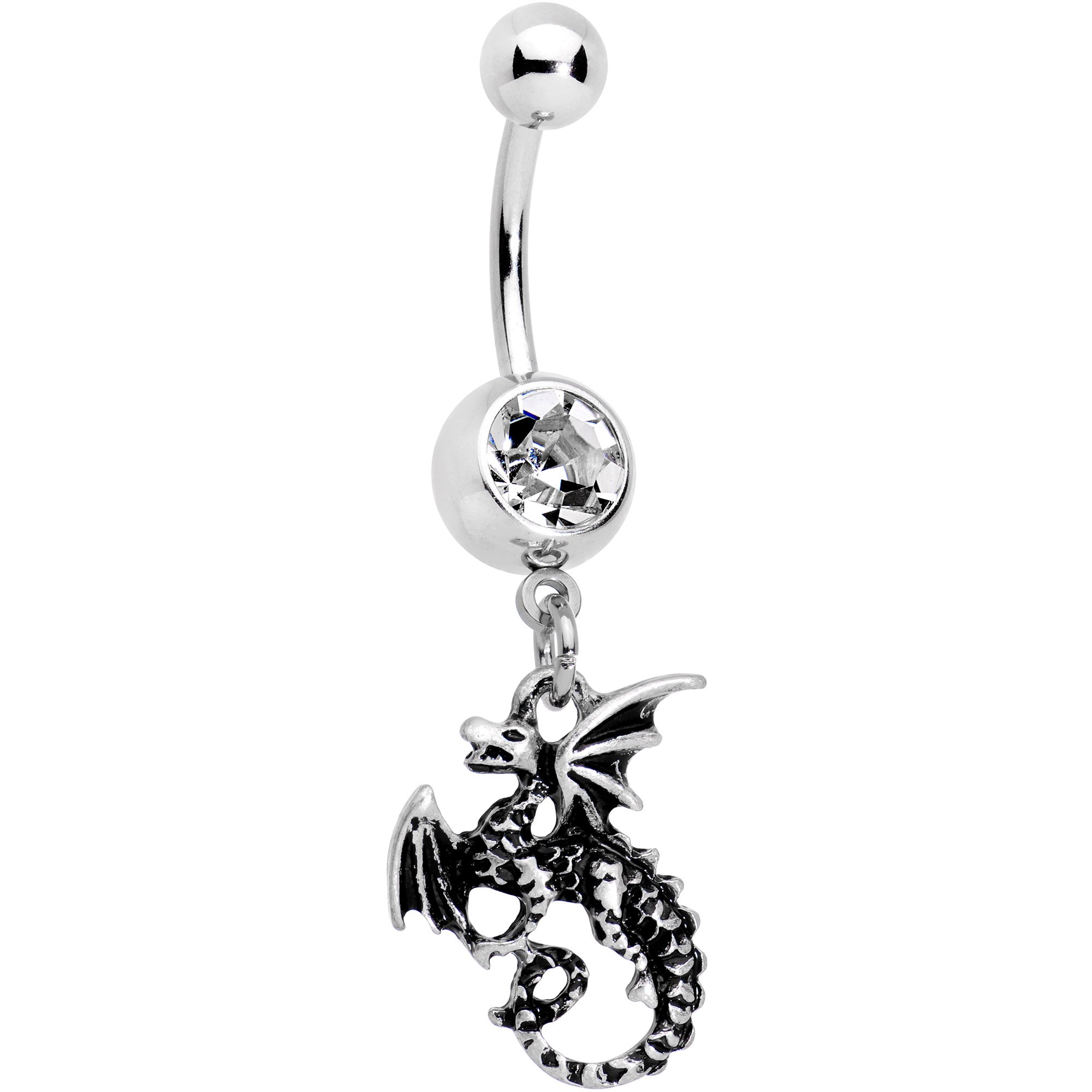 Body Candy Steel Fire Dragon Dangle Belly Ring - Stylish Navel Piercing Jewelry for Women, Perfect for Parties & Body Art