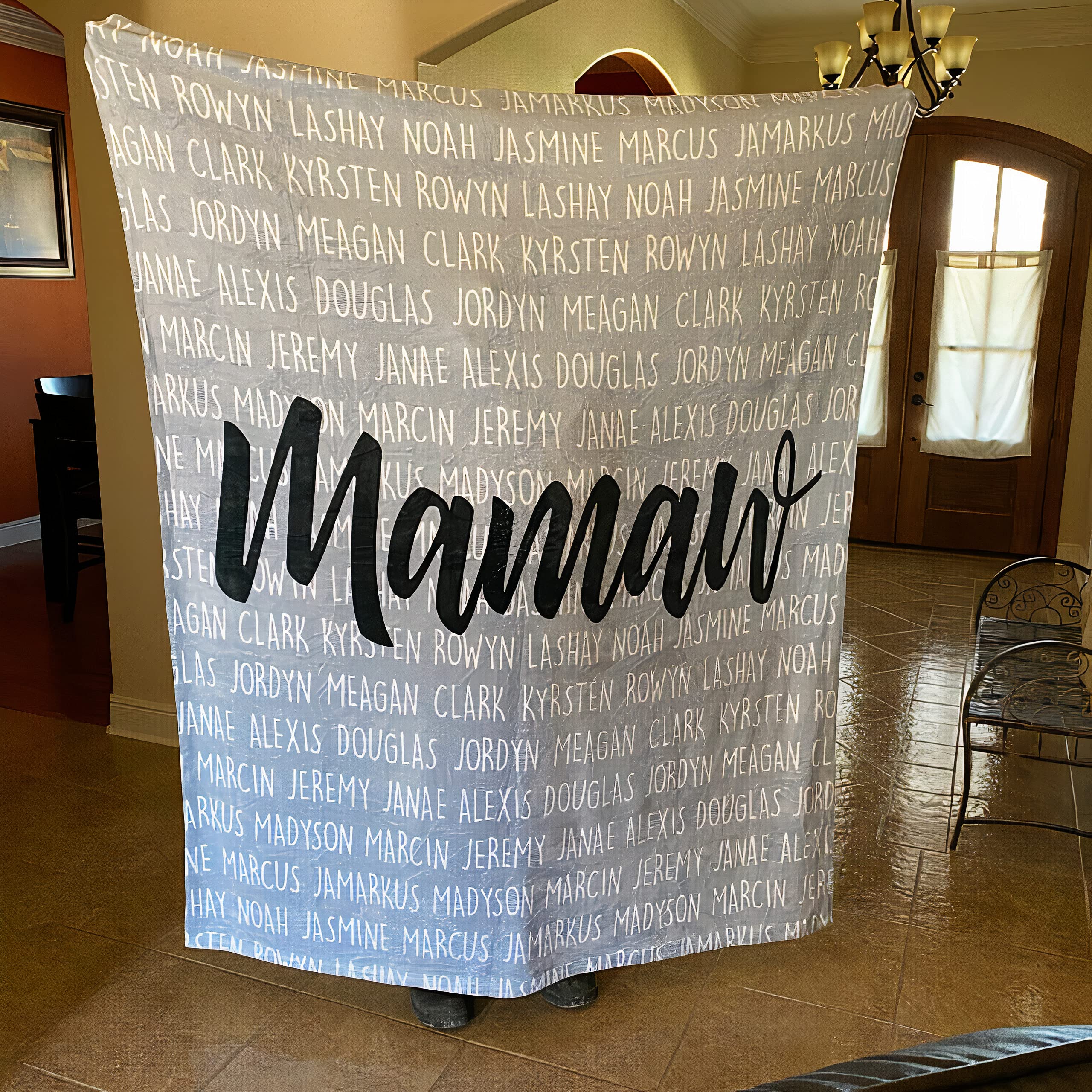 Personalized Family Throw Blanket Gift for Dad & Mom - Custom Son Name Blanket for Birthday, Christmas, and Cozy Family Nights - King Size (MPDHG1754-MBBlack)