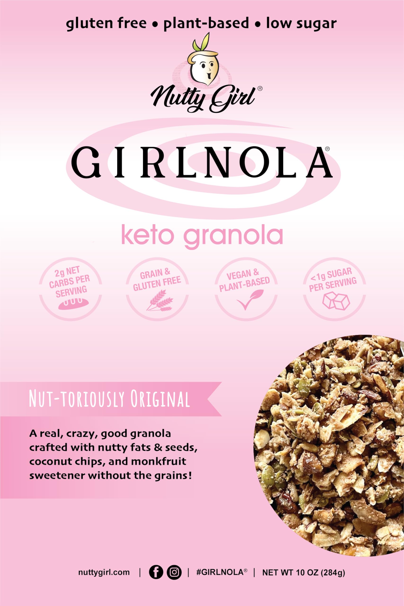 Low Sugar Low Carb Keto Granola Cereal | Nut-oriously Original, 10 Lbs | Nutty Girl Keto Girlnola® | Healthy Breakfast & Snack for Weight Loss & Diabetic Diet