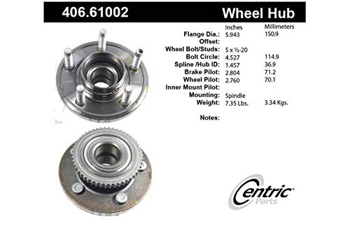 Centric 406.61003 Wheel Hub Assembly - Premium Replacement for Smooth & Quiet Ride - Perfect for Trucks, SUVs, and Sedans