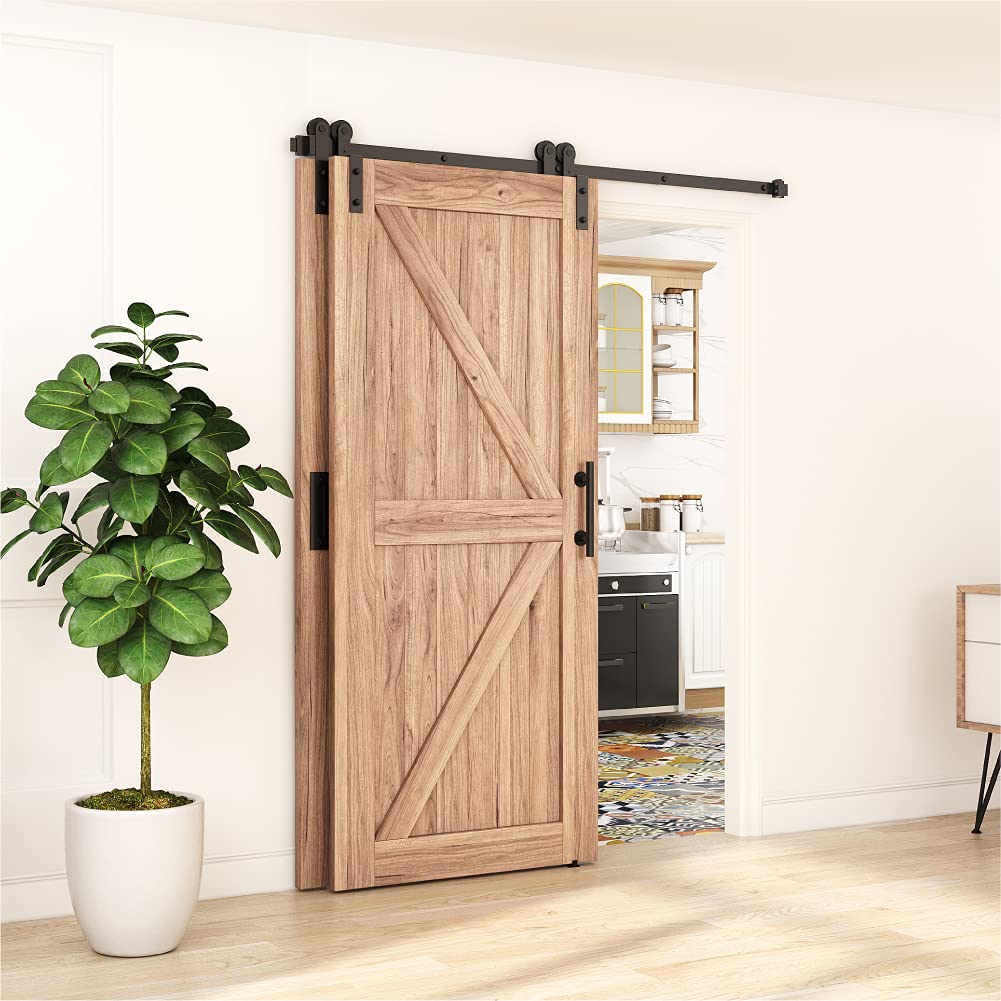 ZEKOO 4FT Bypass Sliding Barn Door Hardware Kit - Single Track System for Double Wooden Doors with Flat Track Rollers | Low Ceiling Compatible One-Piece Rail (4FT Single Track) | Perfect for Bedroom, Closet & Farmhouse Style Interior Doors