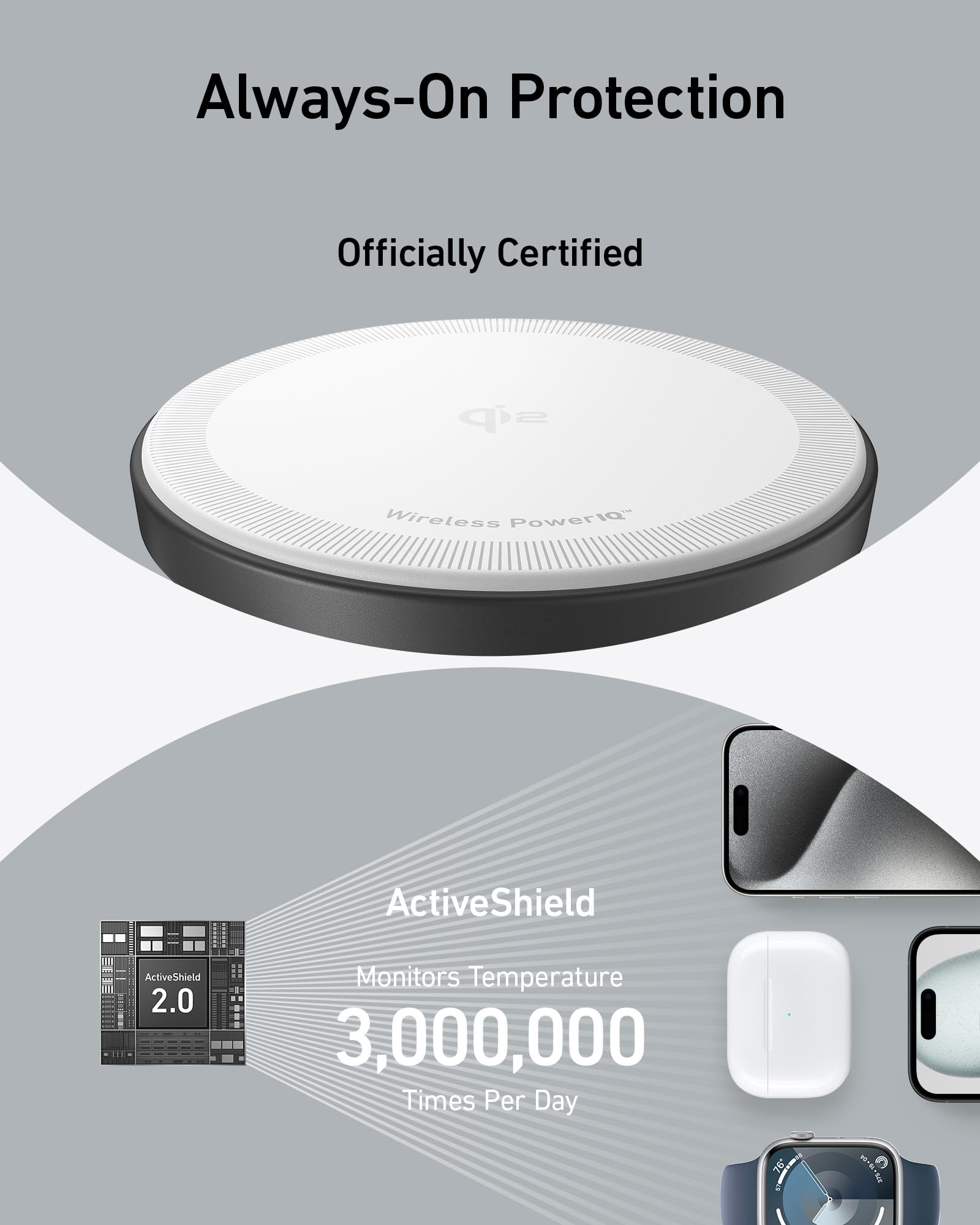 Anker MagGo 3-in-1 Wireless Charging Station - Qi2 Certified 15W Fast Charger | Magsafe Compatible for iPhone 16/15/14/13/12 | Apple Watch & AirPods Charger | Perfect for Office Desk, Nightstand & Travel Accessory